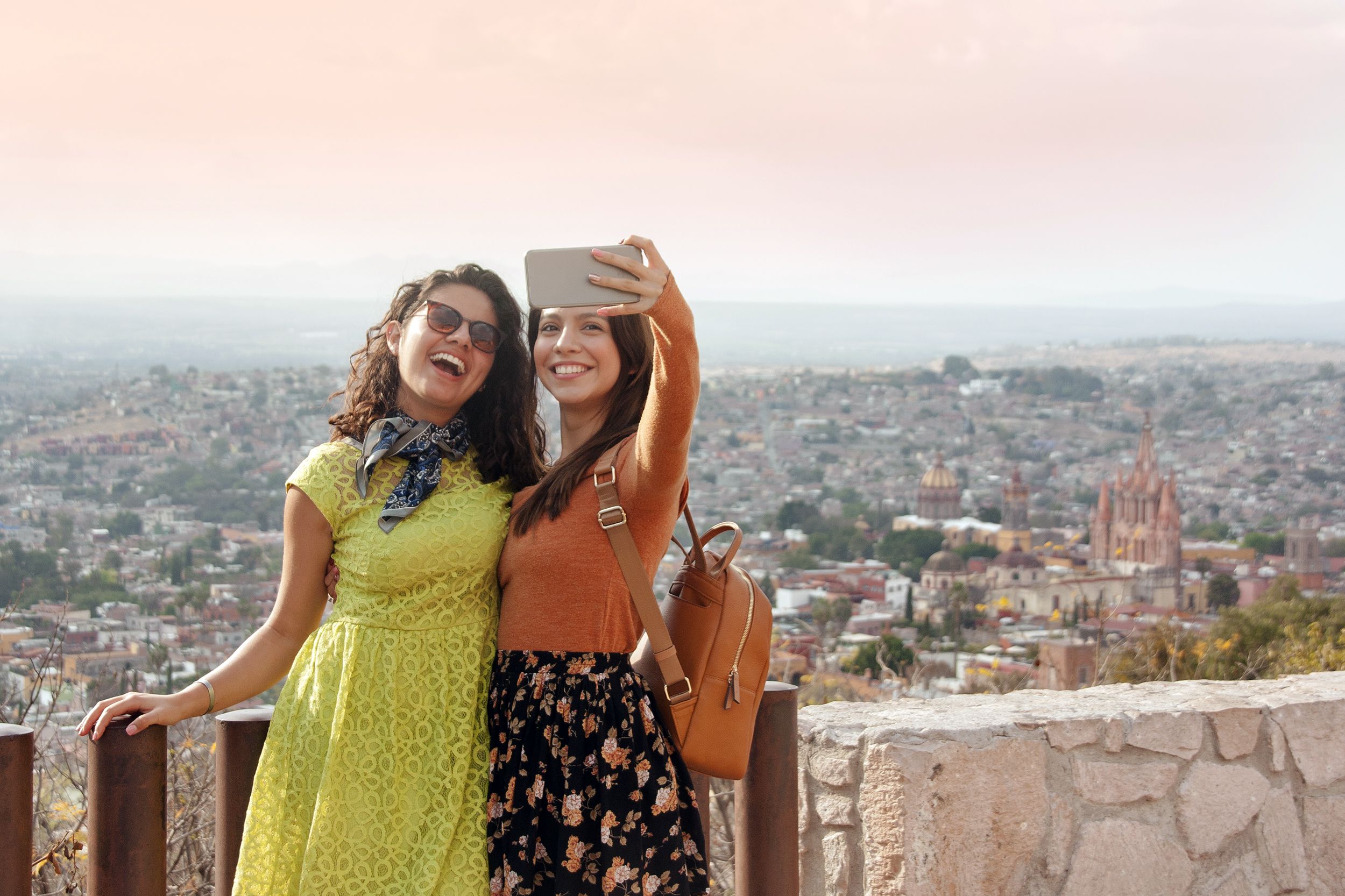 Two female tourist friends in Mexico