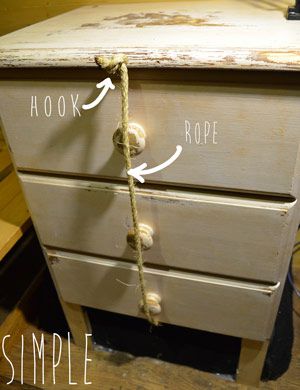 Use Ropes And Hooks To Keep Drawers Closed