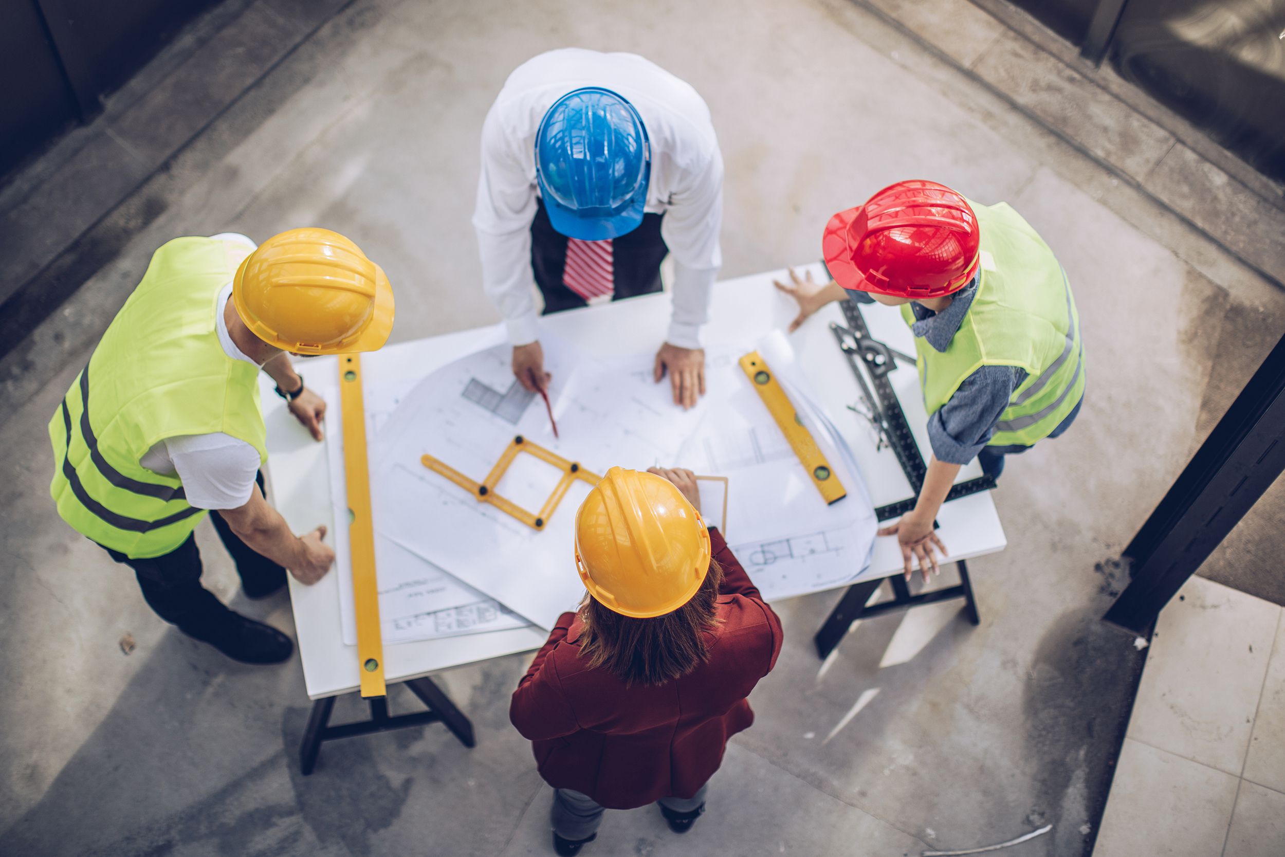 architects working together at construction site