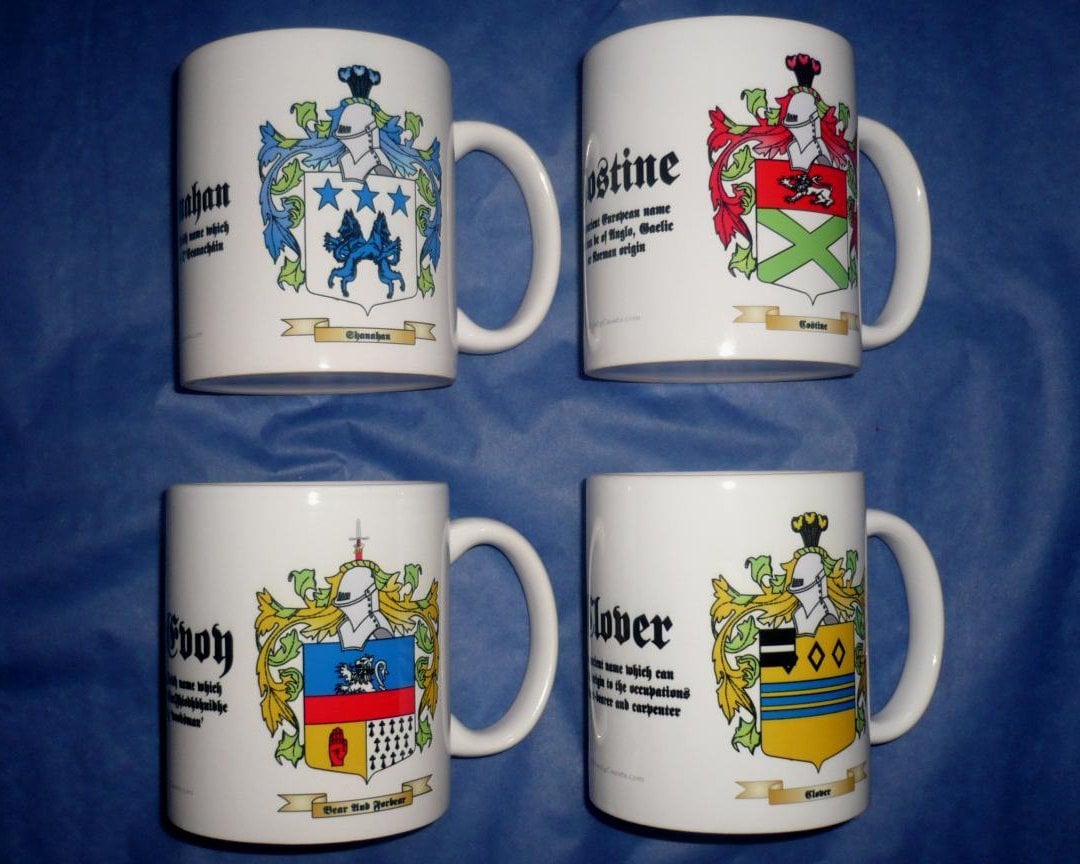 Gorgeous Hand-Crafted Family Crest Mugs