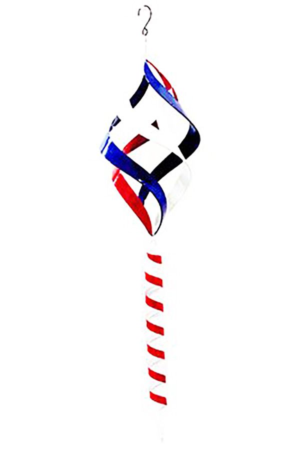 wind spinner, metal, red, white and blue