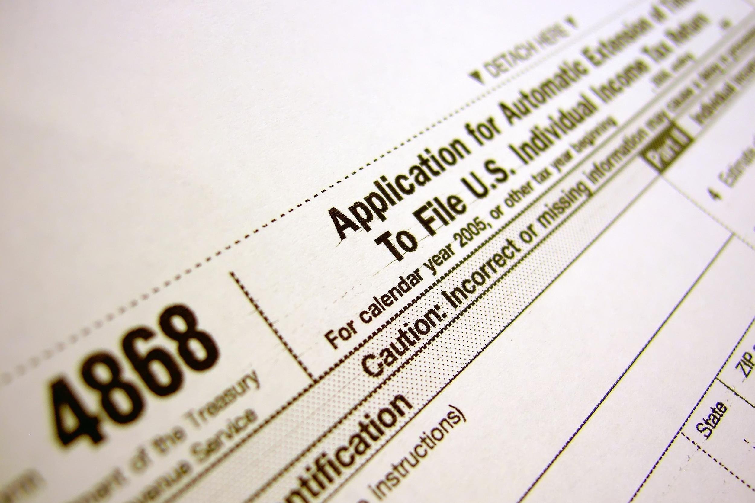 tax form 4868 filing extension