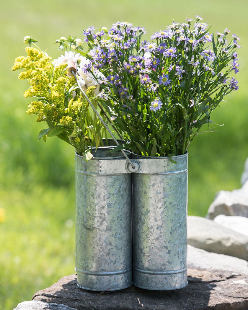 galvanized flower caddy