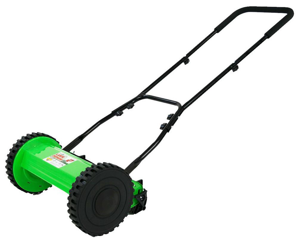 lawn demon 12-inch five-blade height adjusting push reel mower