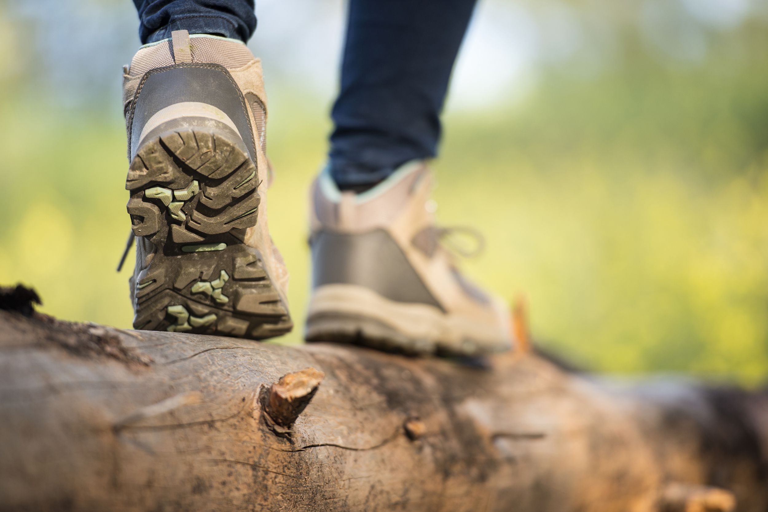 close up feet of a female hiker
