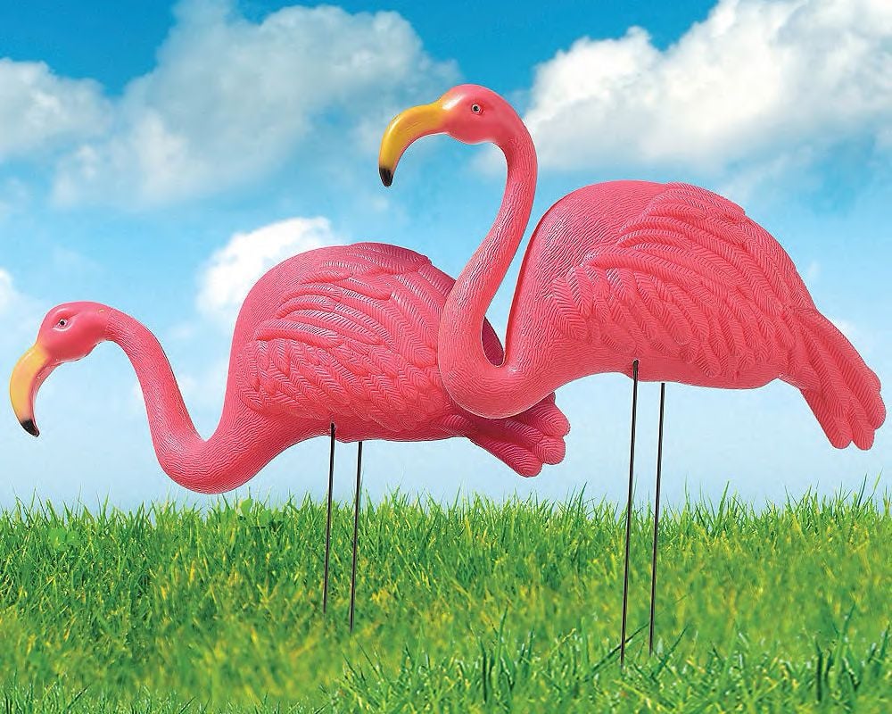 pink flamingo yard stake (2-count)