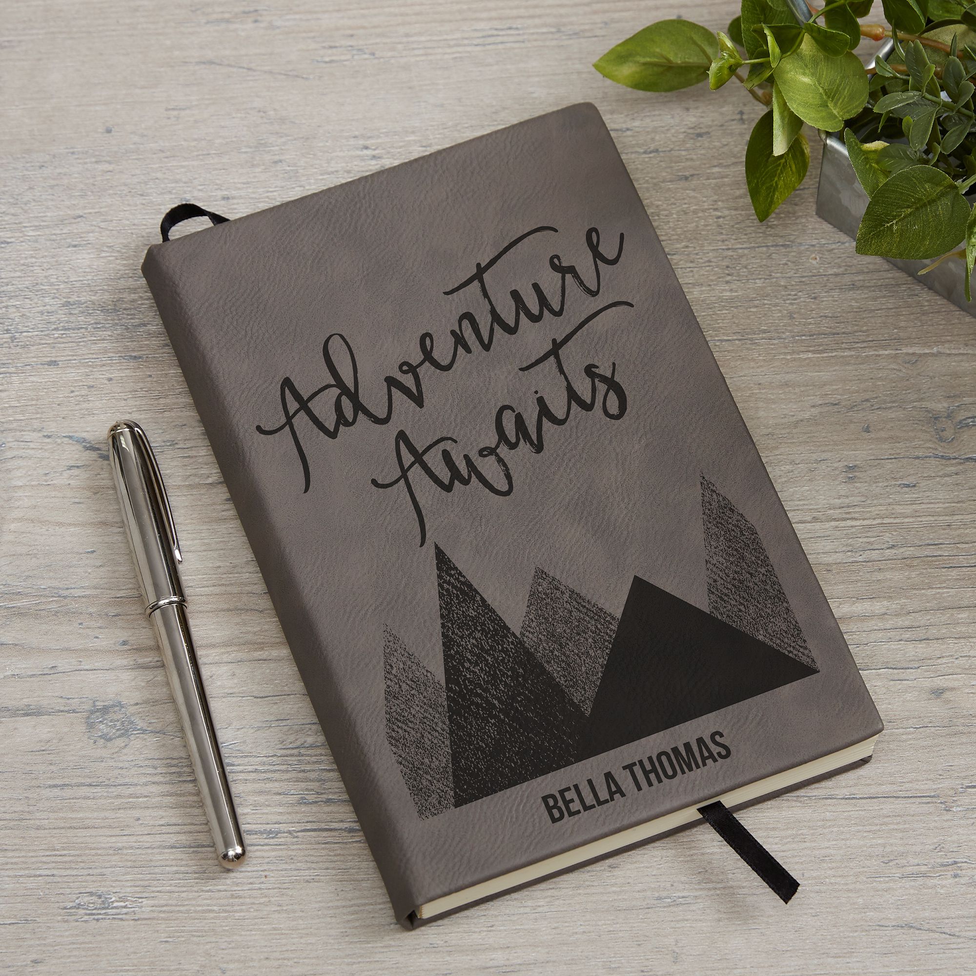 adventure awaits personalized charcoal writing journal