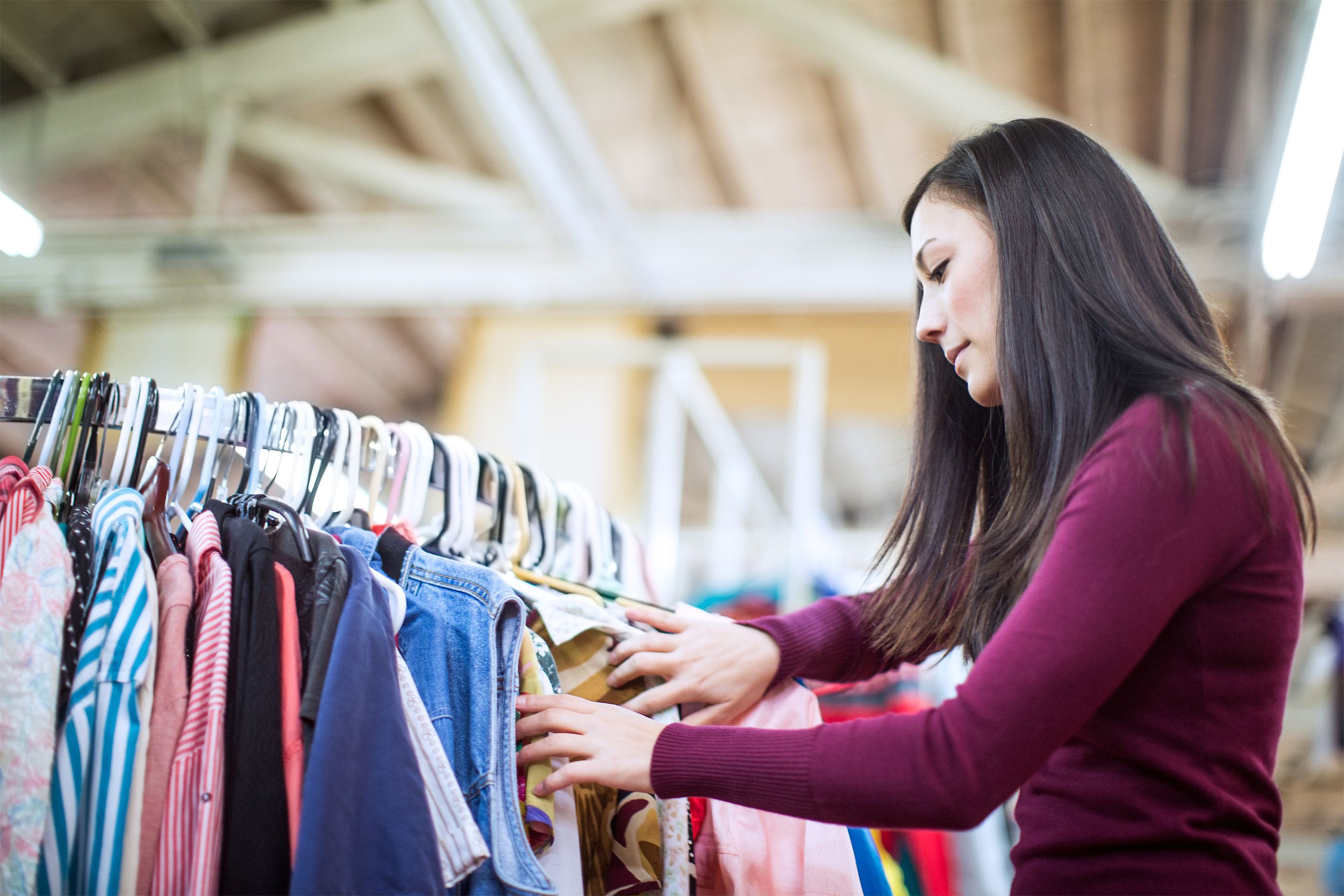 Woman in a thrift store