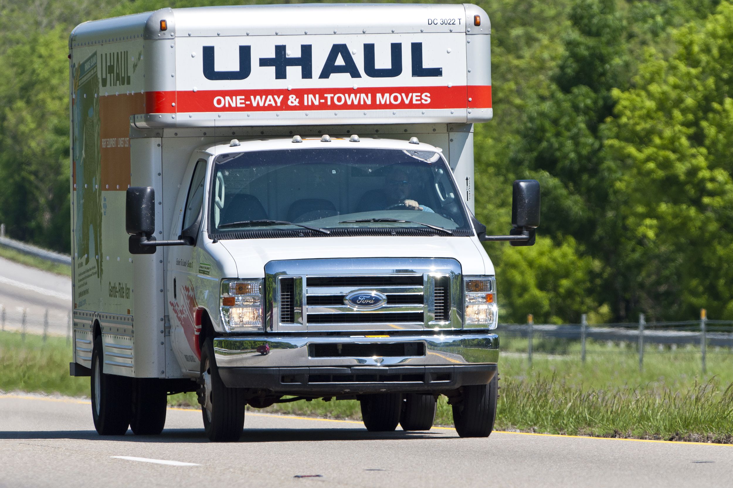 U-Haul moving truck on interstate highway