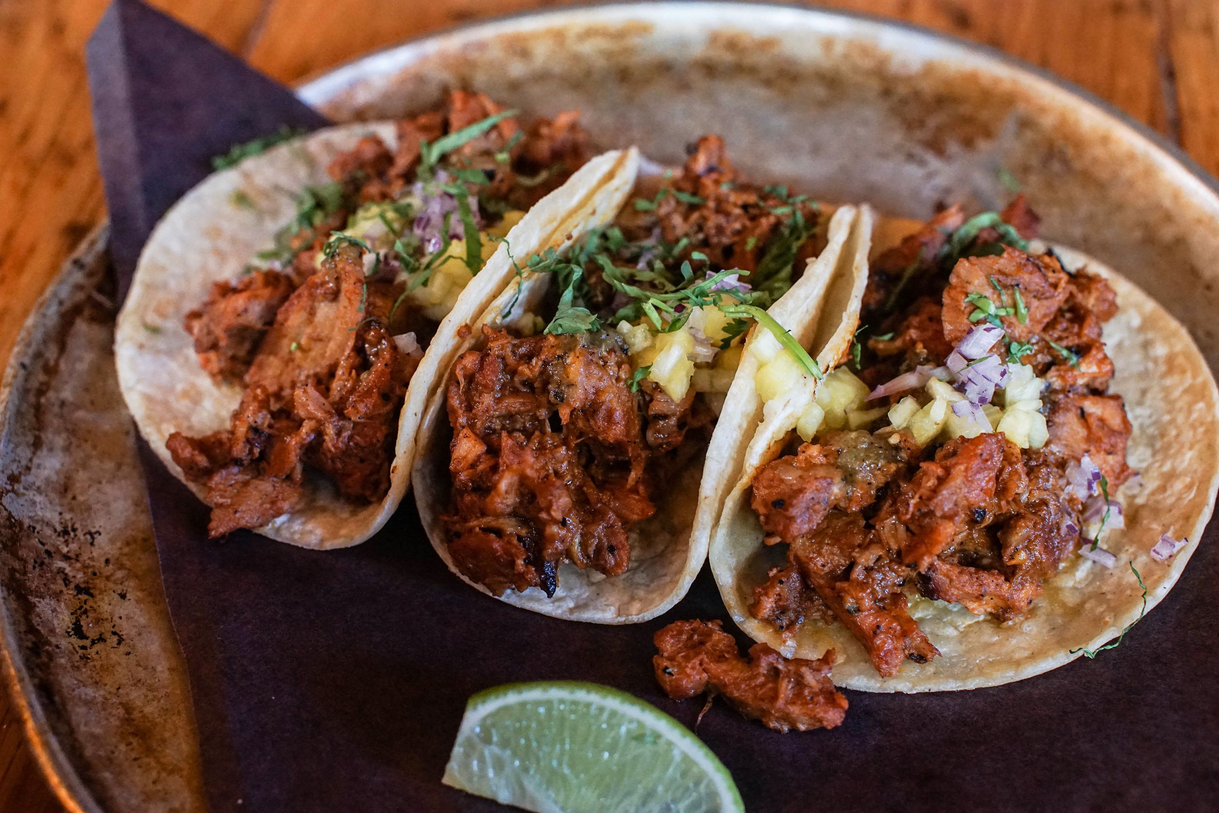 mexican taco with pulled pork and bean