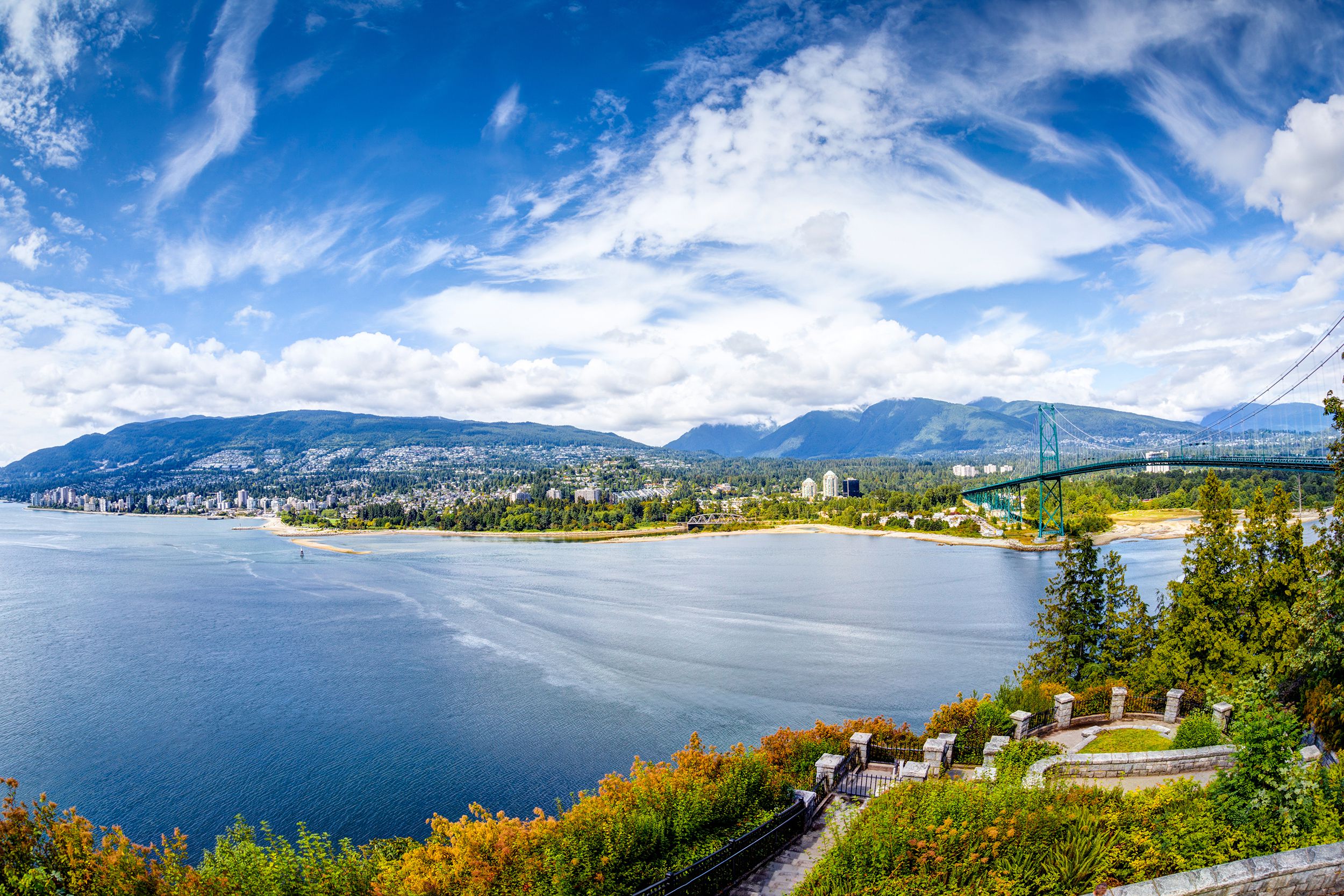 Vanouver skyline at Prospect Point in Stanley Park, Canada