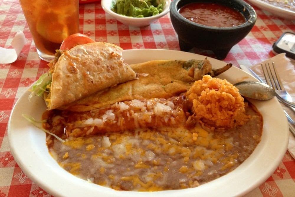 New Mexico Meat Enchiladas, Cafe Jalisco in Silver City