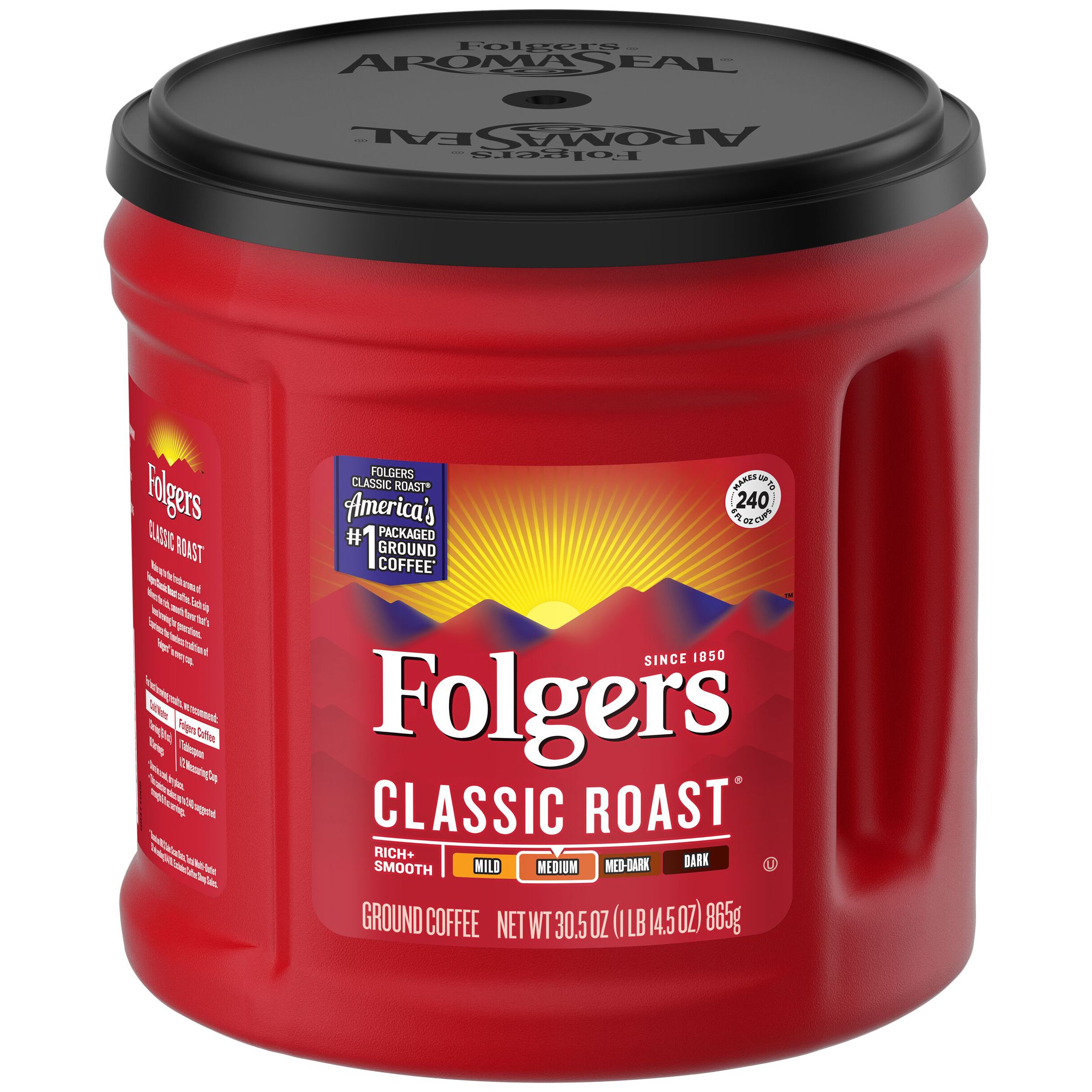 Folgers Classic Roast Ground Coffee, Medium Roast