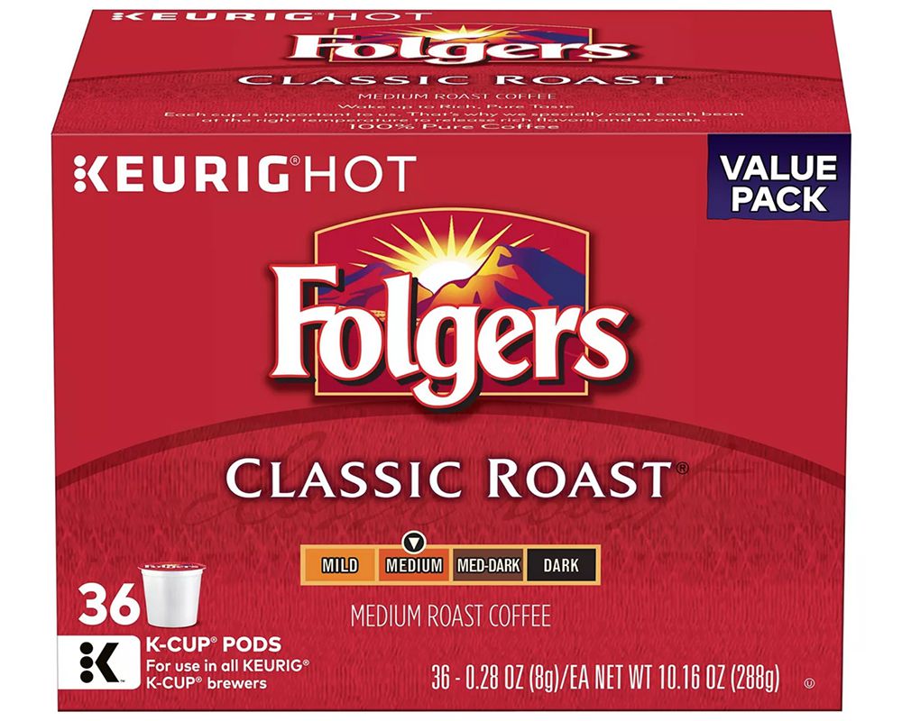 Folgers Classic Roast Coffee K-Cup Pods, Medium Roast, 36 Count