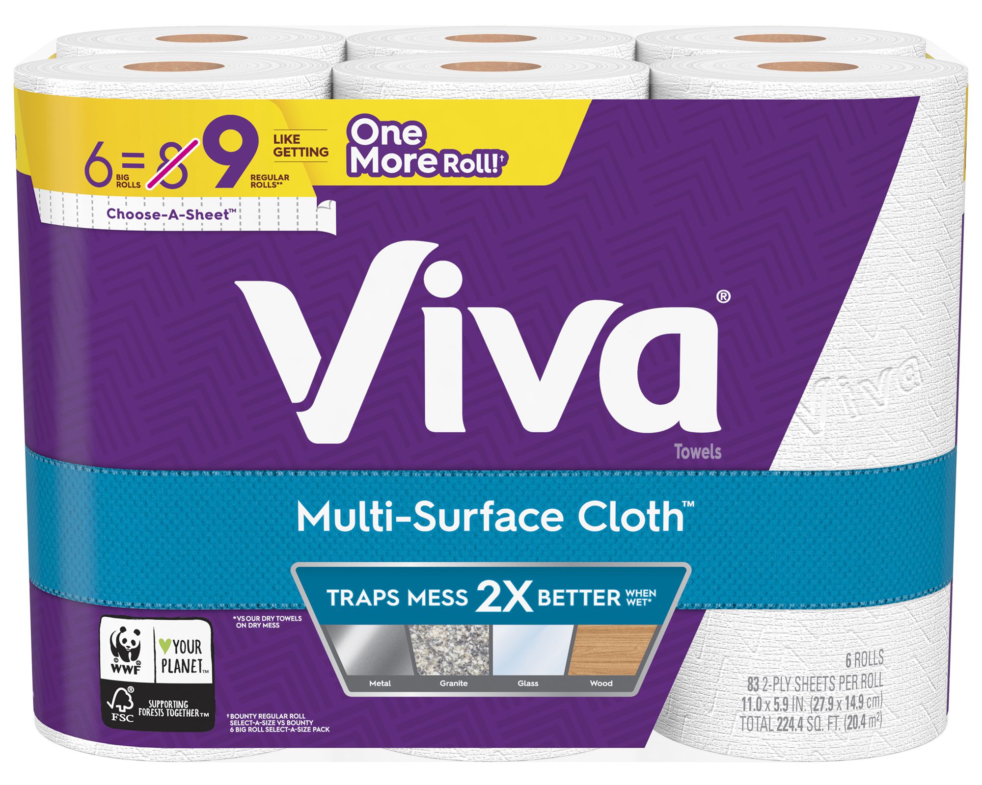 Viva Multi-Surface Cloth Paper Towels, Choose-A-Sheet