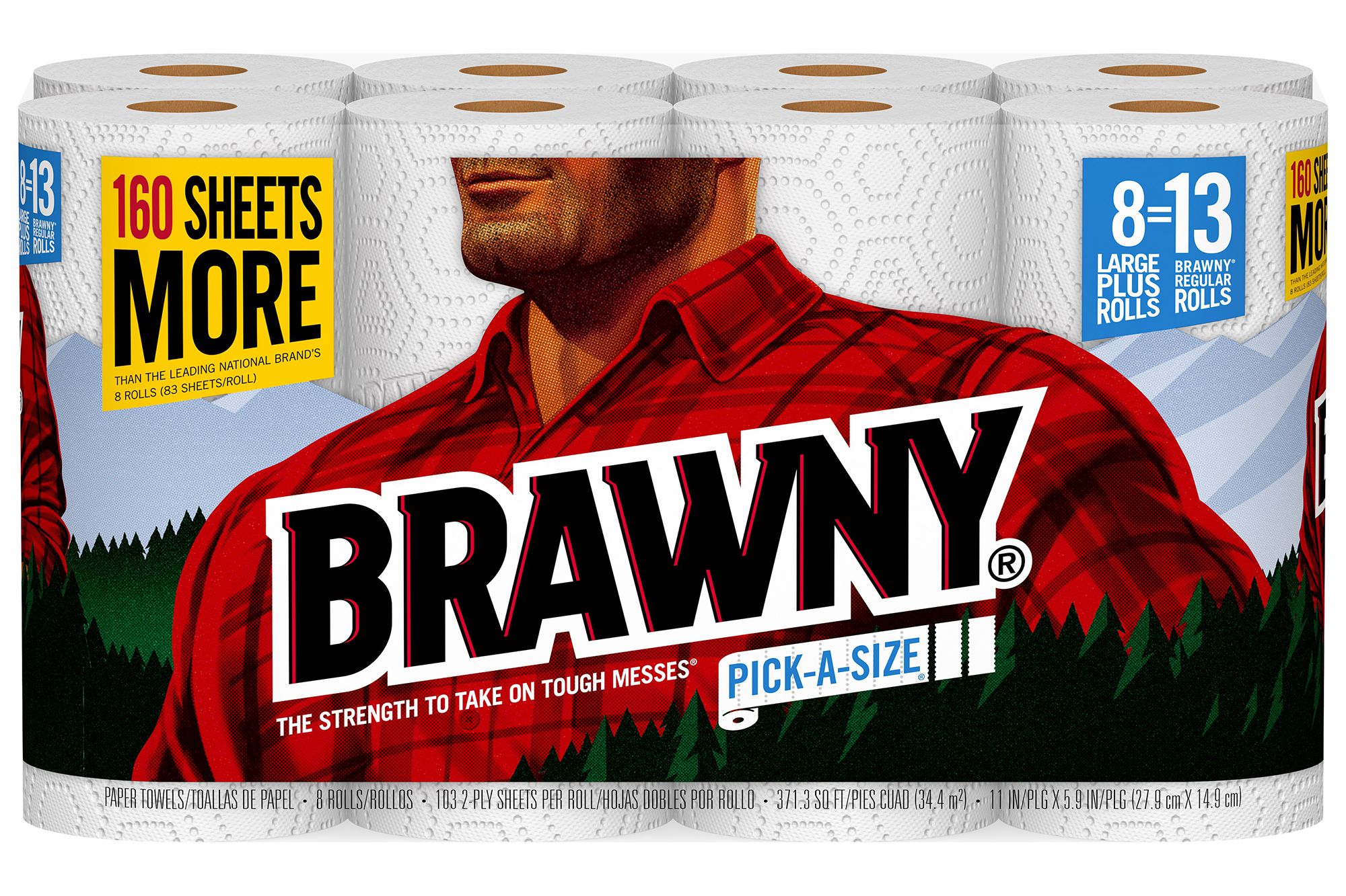Brawny Paper Towels, 8 Large Plus Rolls, Pick-A-Size