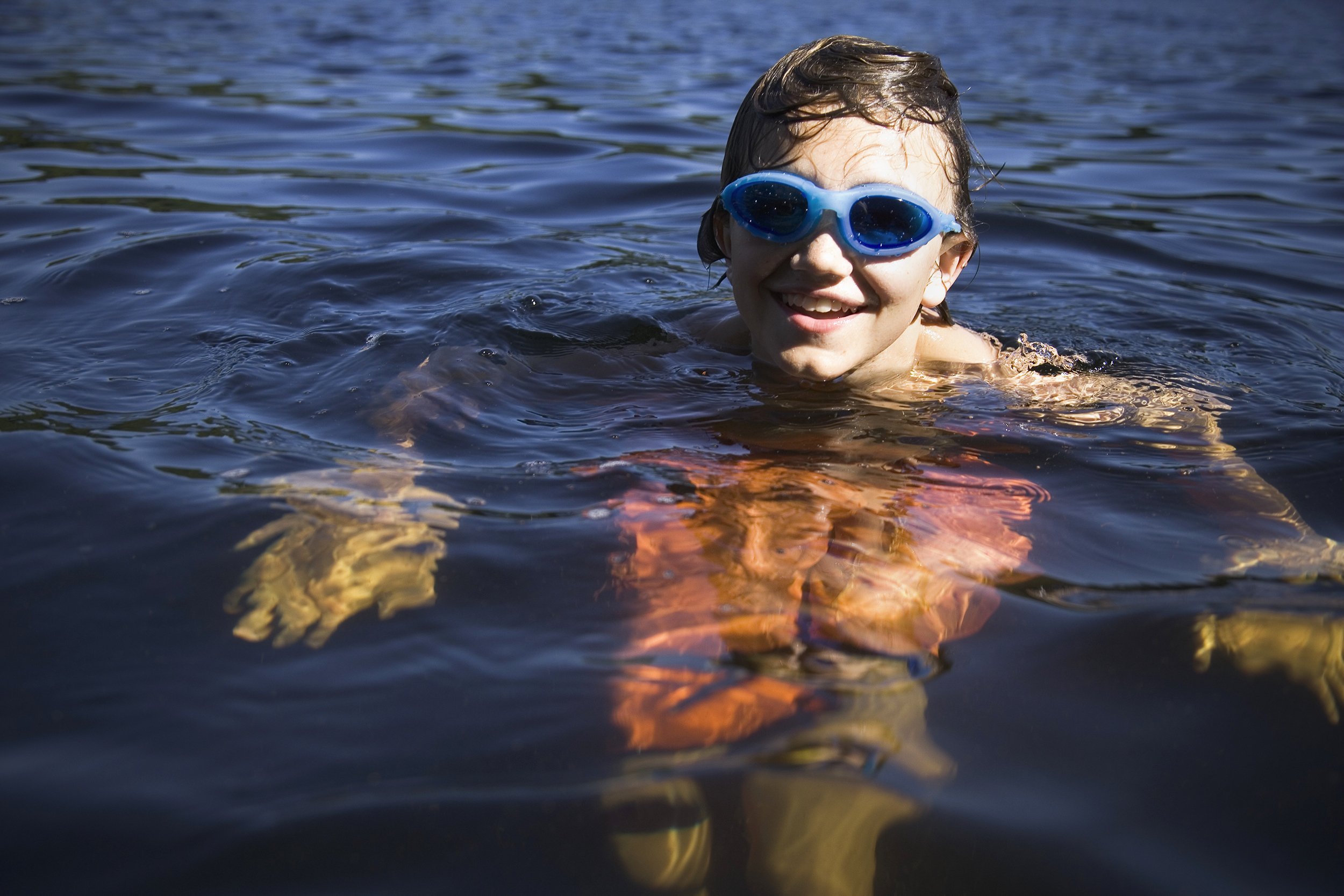 kid in a lake