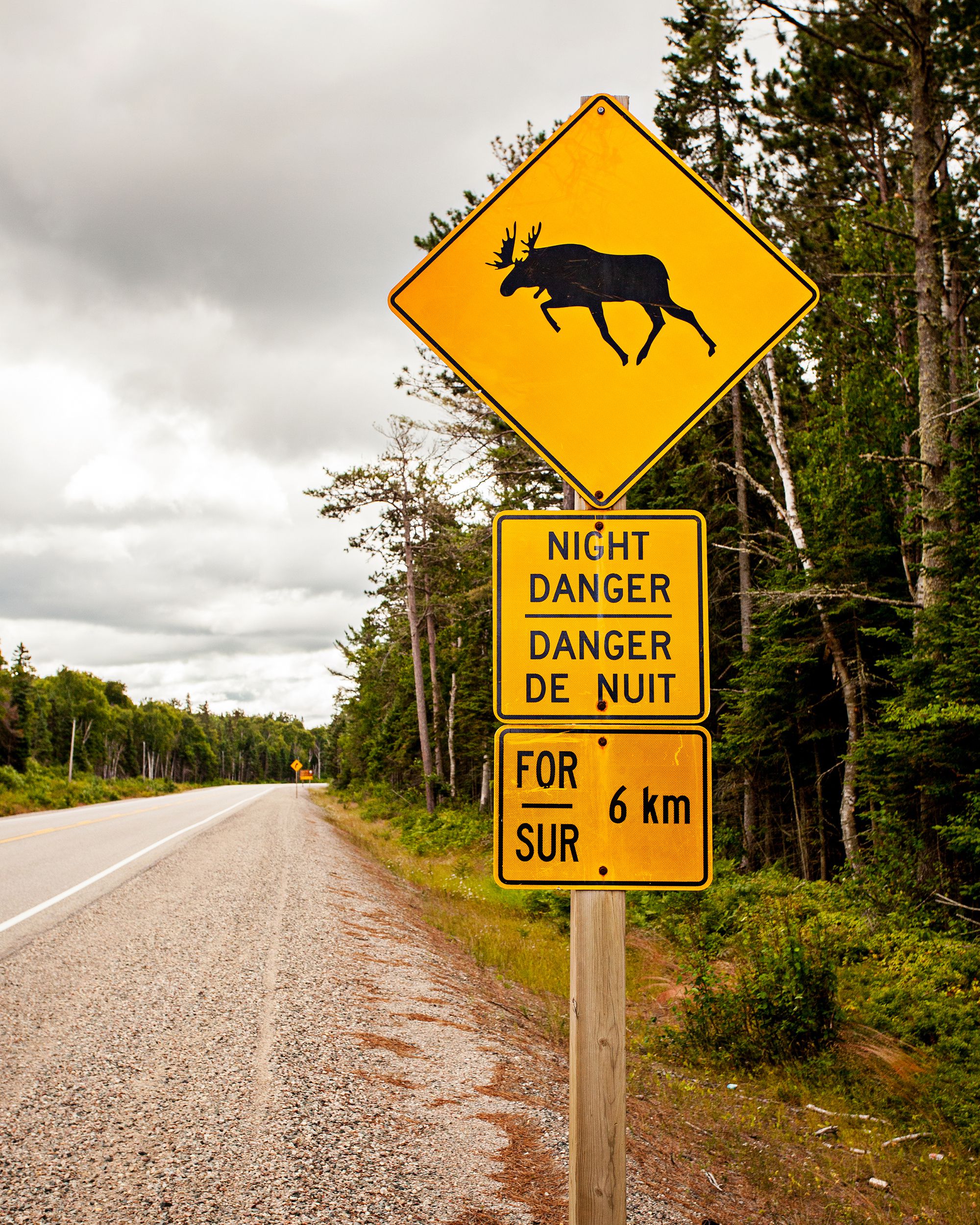 'night danger' road sign in Canada