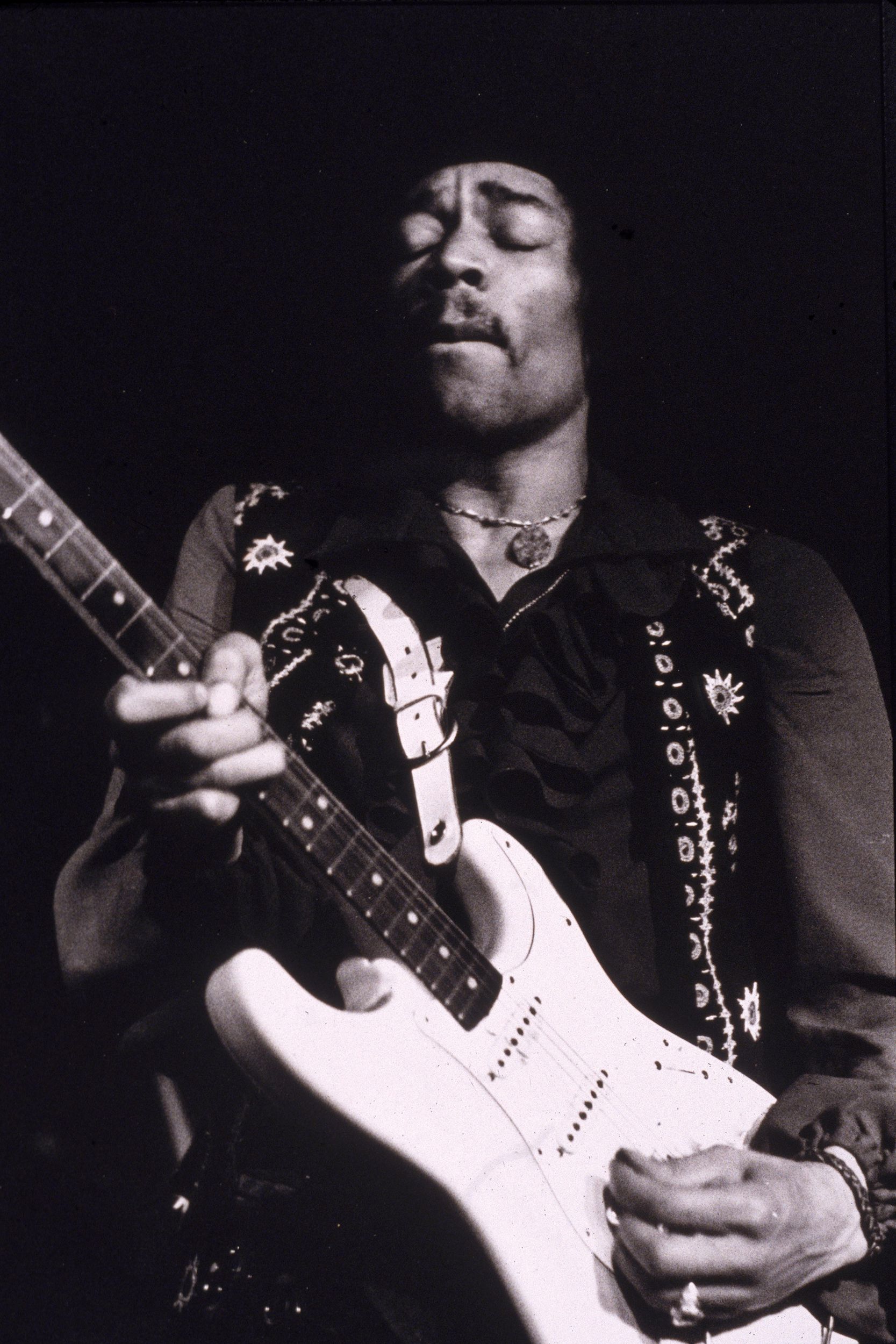 Jimi Hendrix playing his 1968 Fender Stratocaster