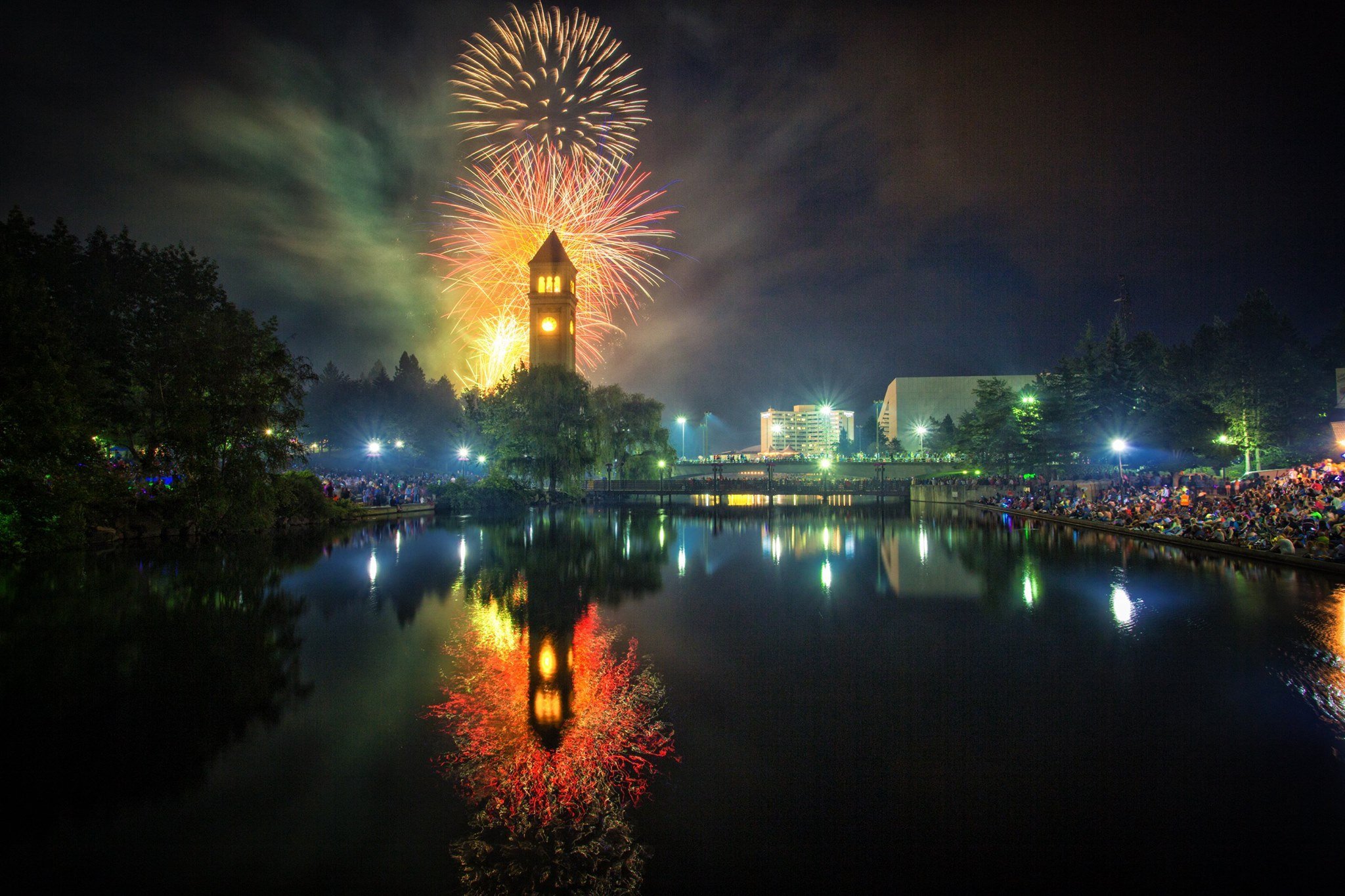 Fireworks at Riverfront Park in Spokane, Washington