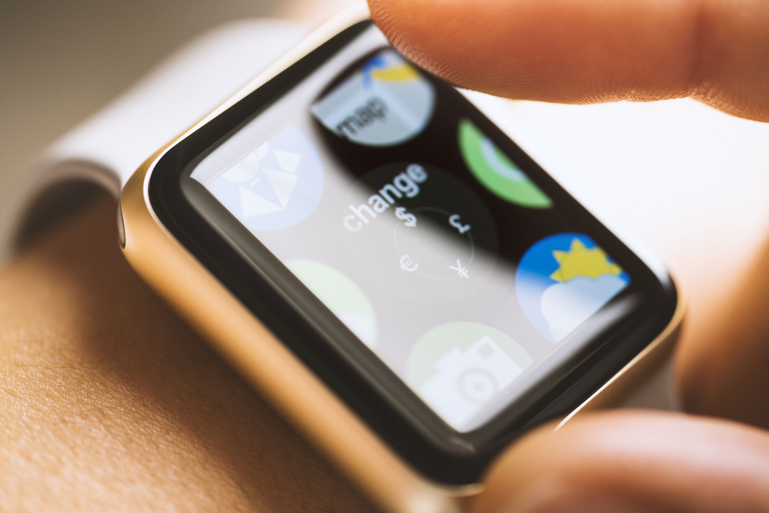 currency exchange application on smart watch touchscreen