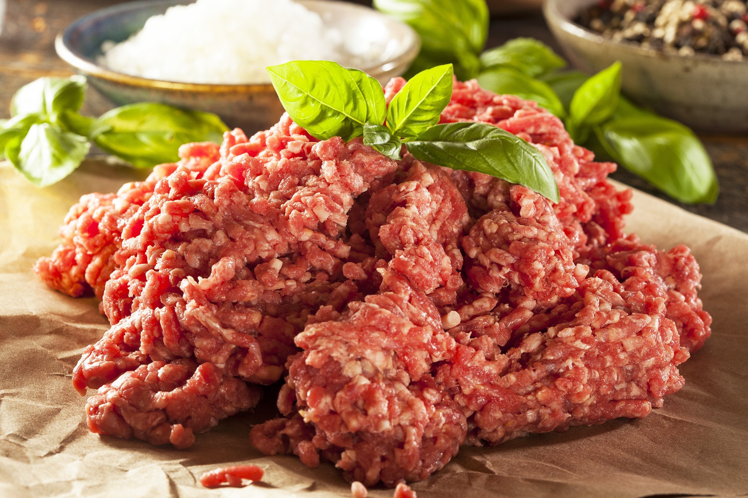 ground beef on butcher paper