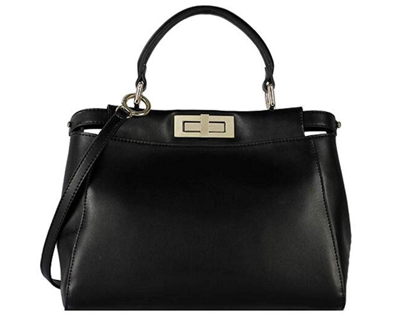 lush leather peeking out framed black satchel - medium