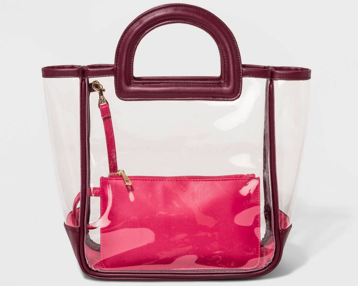 tote handbag with pouch - a new day™ clear/pink