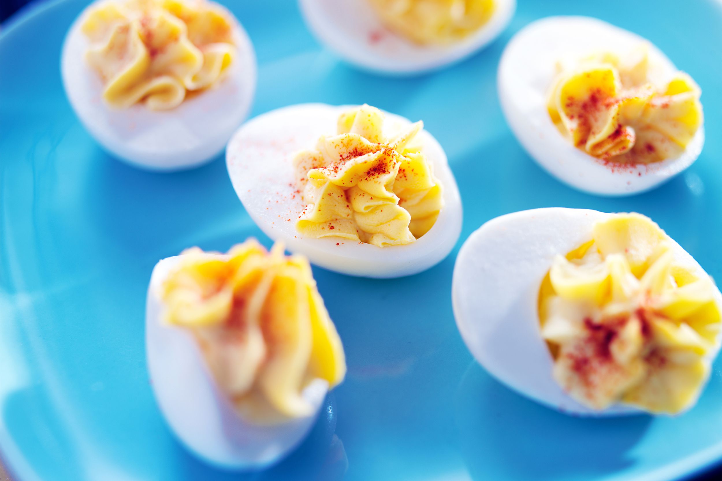 Red, White, and Blue Deviled Eggs