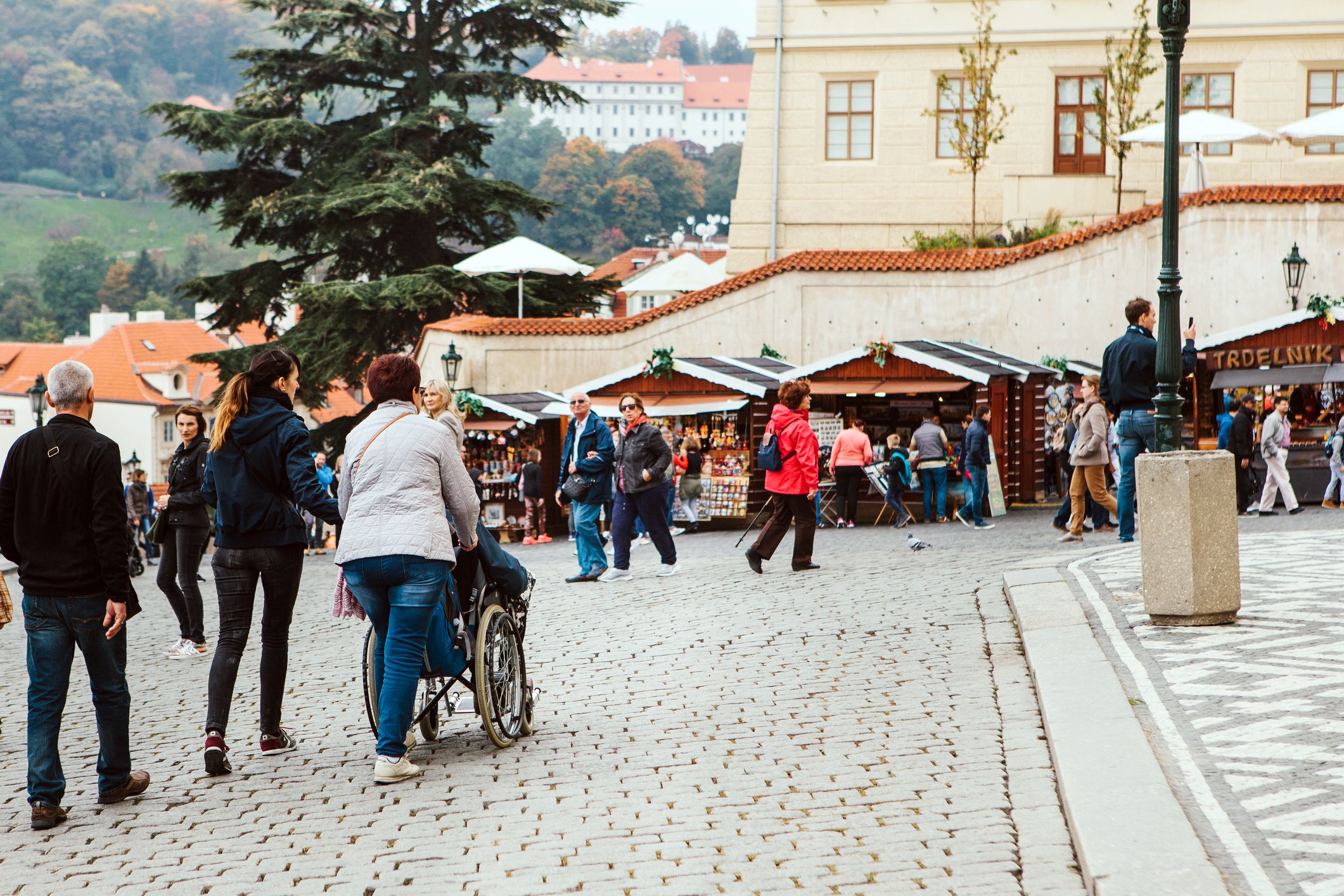 tourists near prague castle