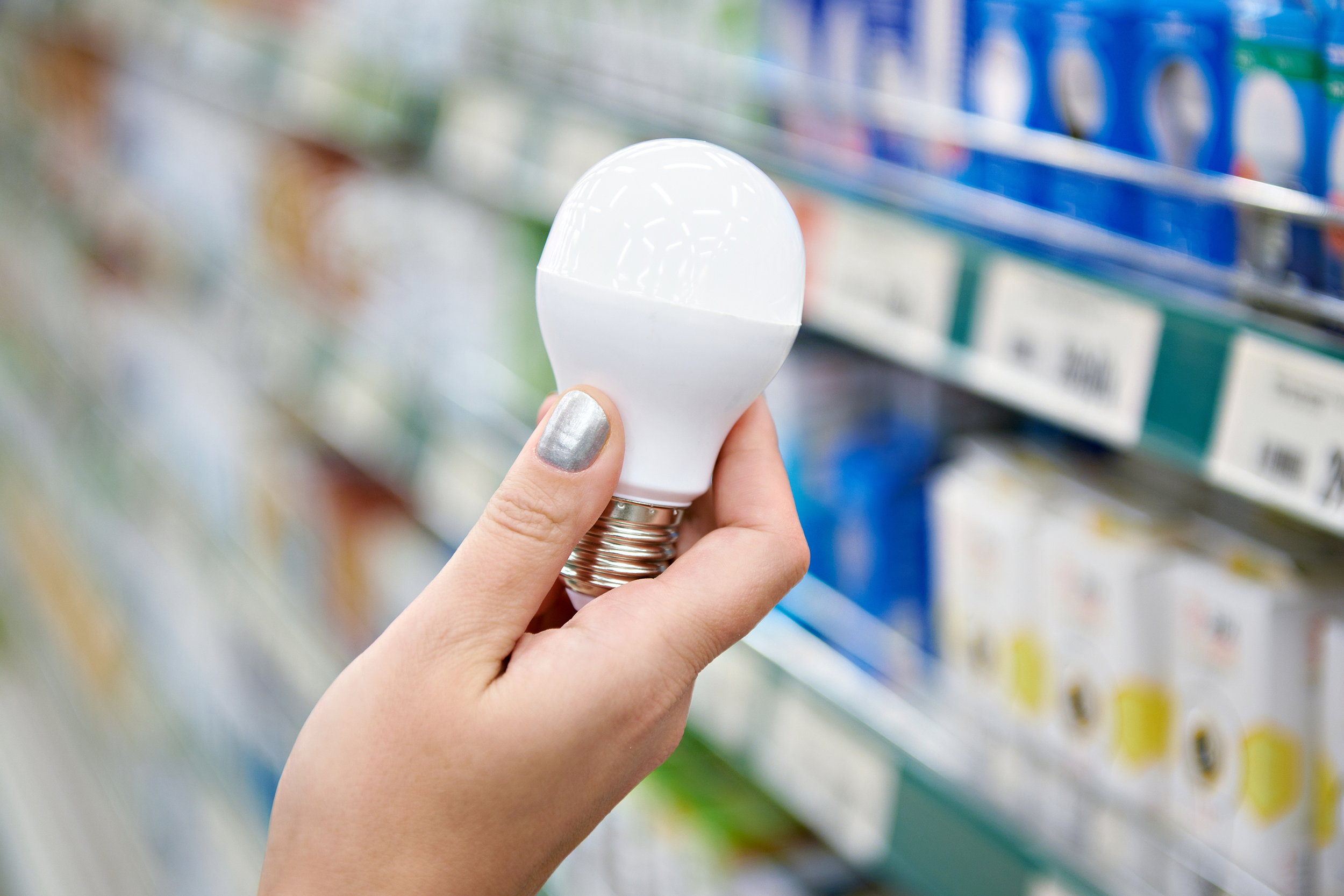 Shopping for light bulbs in the store