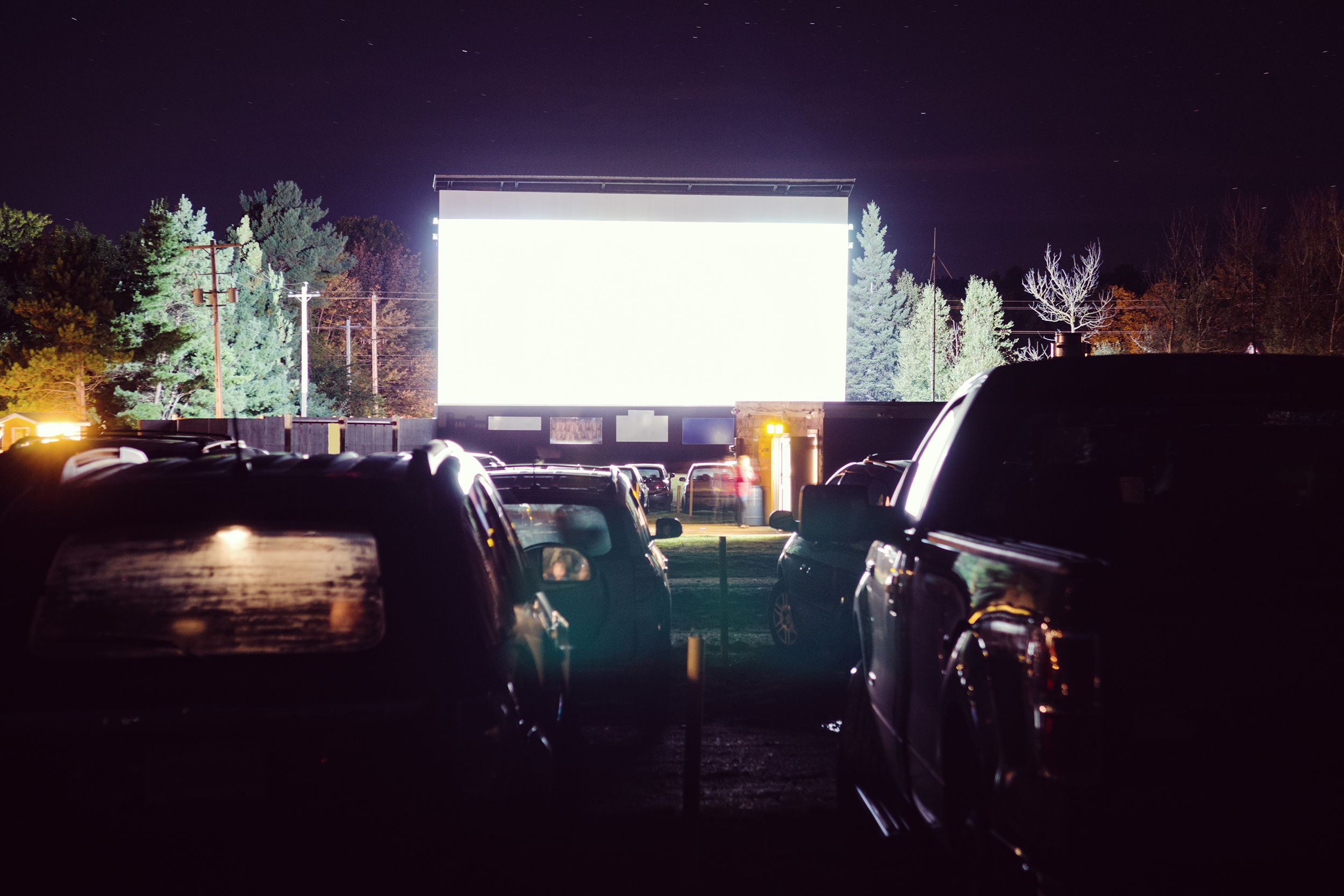 cars in a drive-in movie