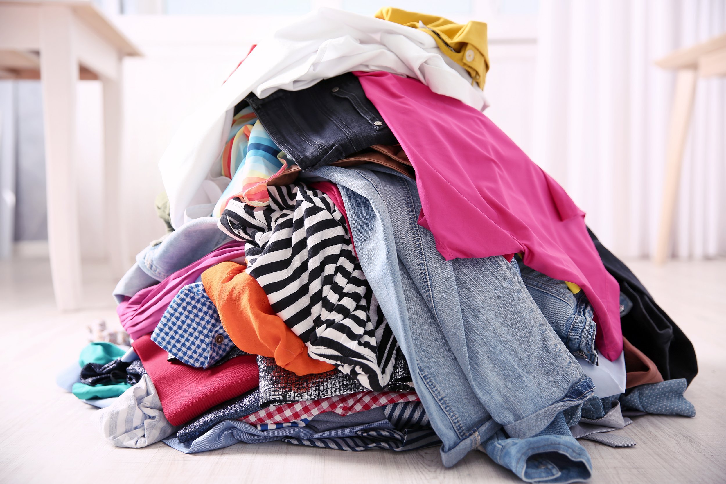 messy pile of used clothing