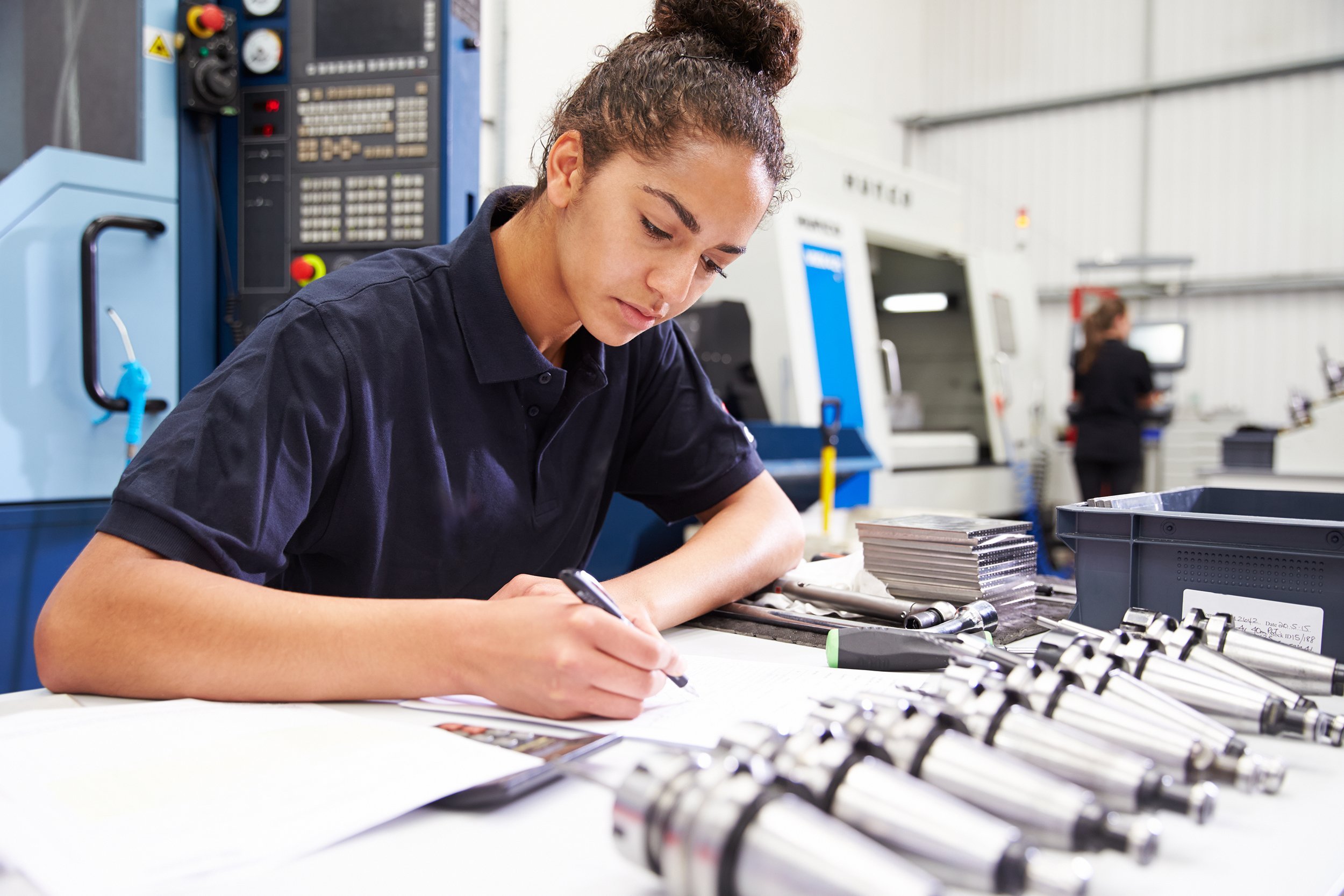 Female engineer working in a lab