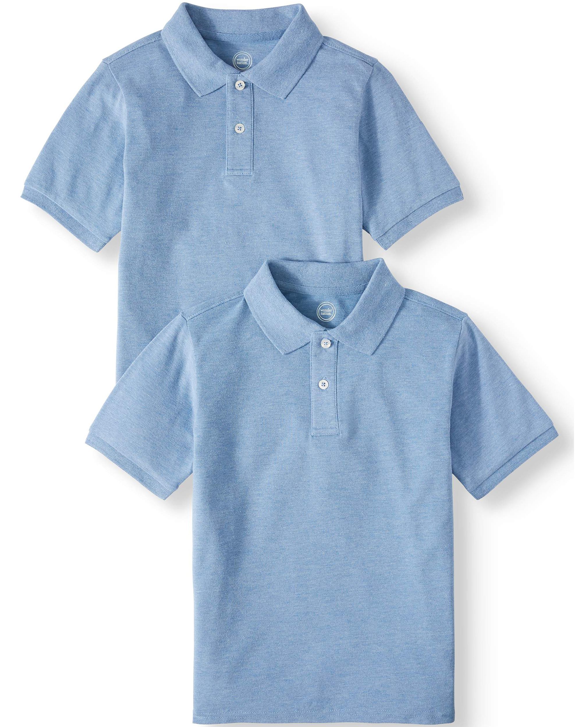 wonder nation boys' short-sleeve double pique polo, 2-count