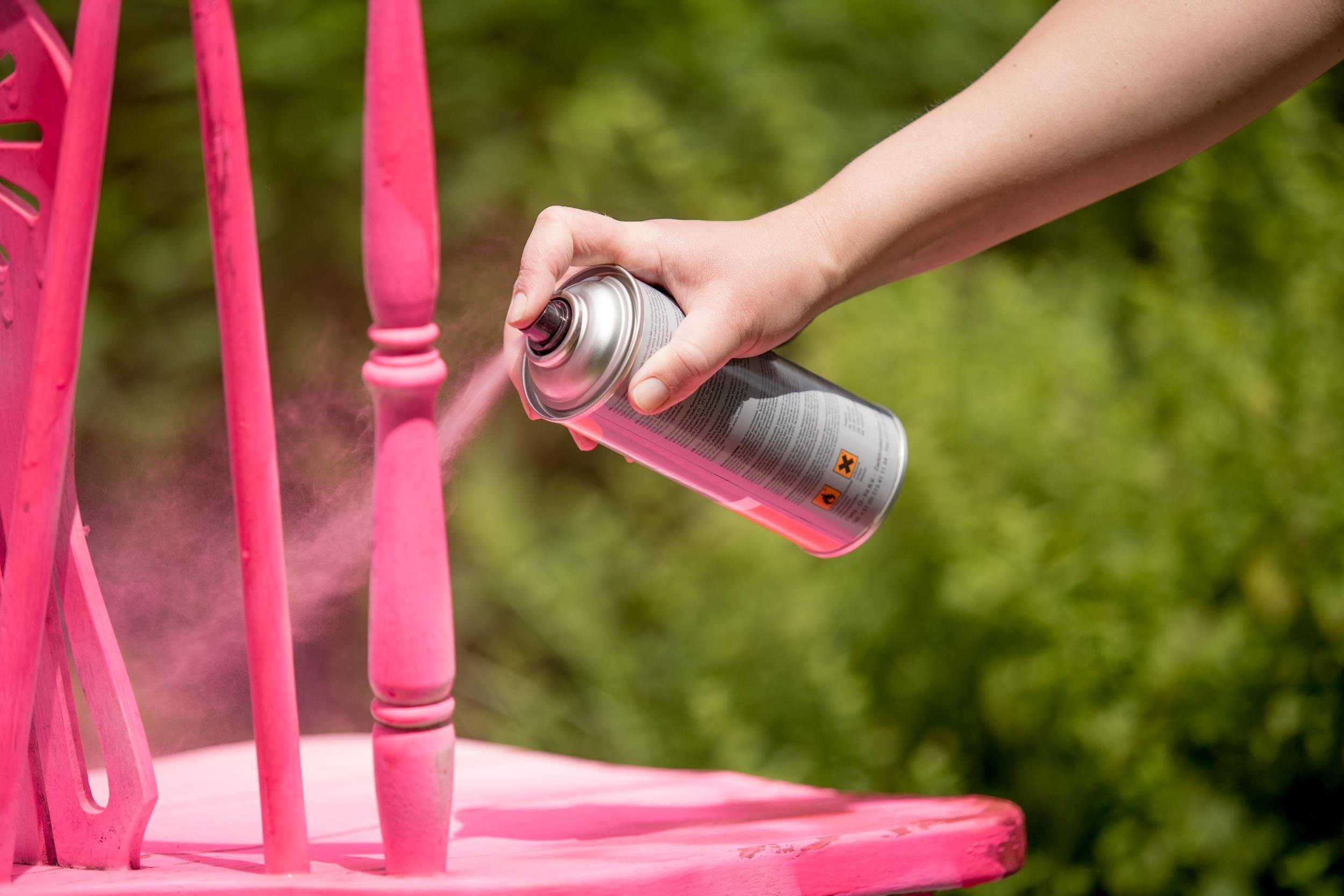 spray paint an old chair pink