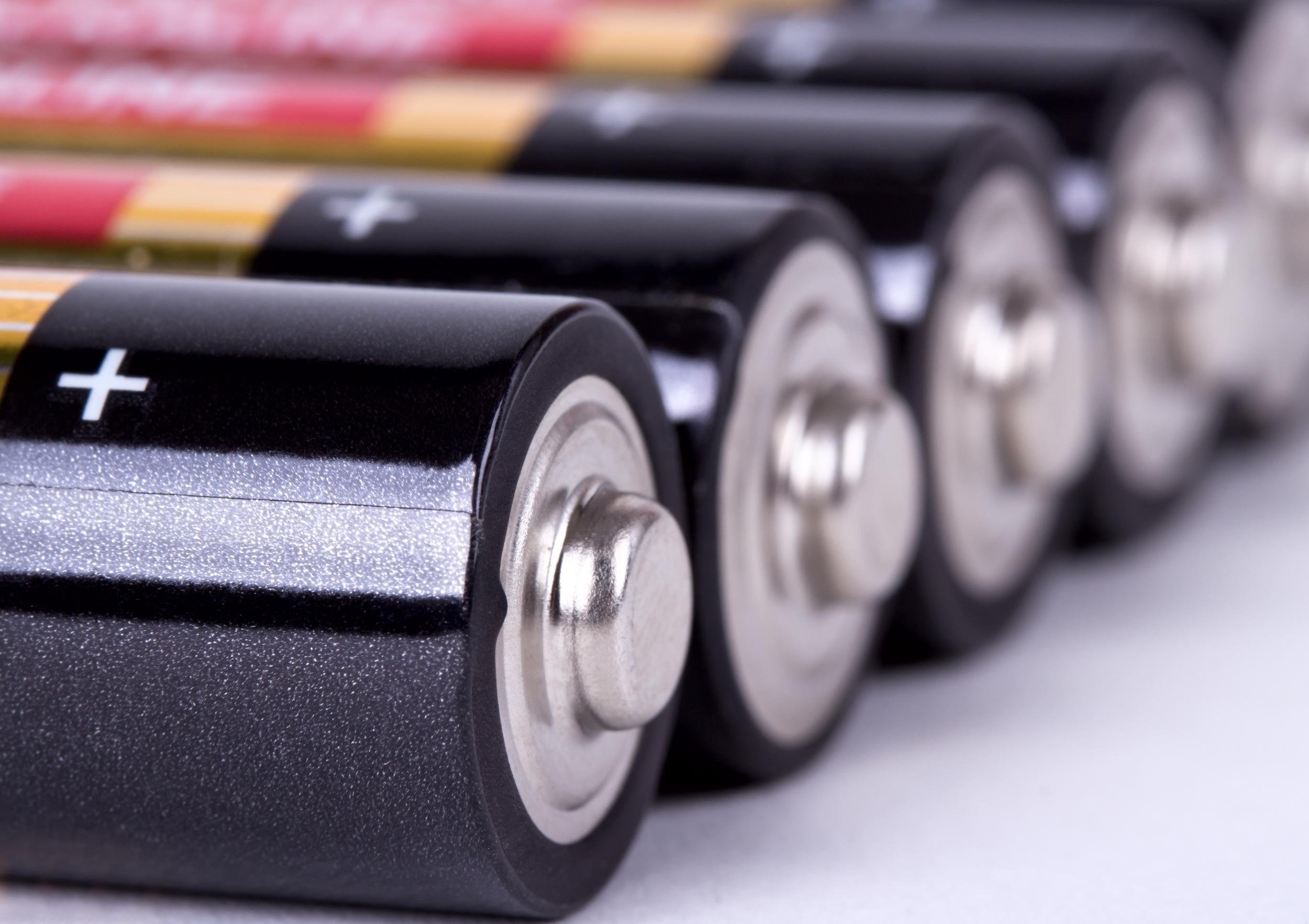 several AA batteries closeup