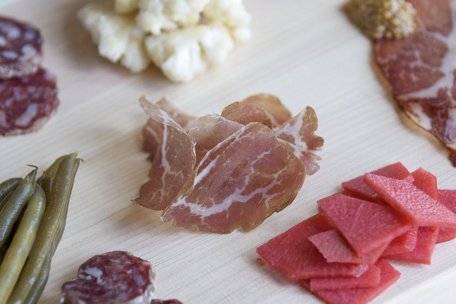 meat and veggie board at il porcellino salumi | denver
