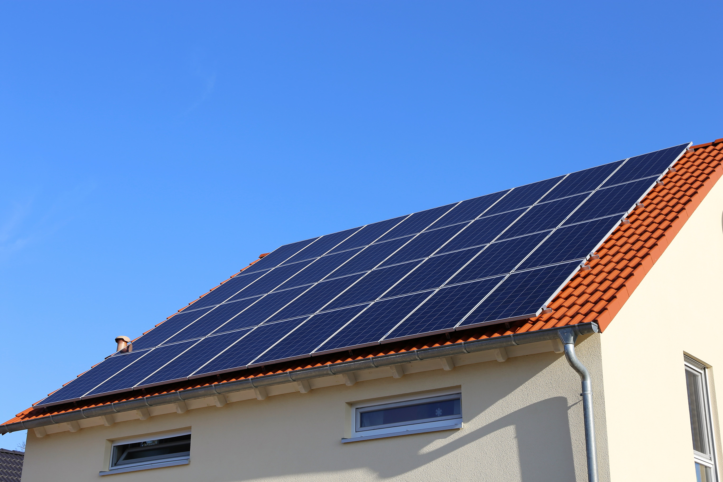 Solar panels on the roof of a house
