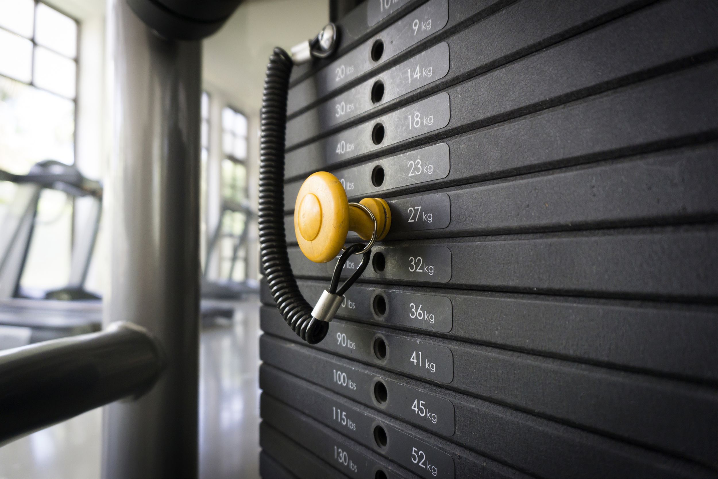 Closeup of weight machine