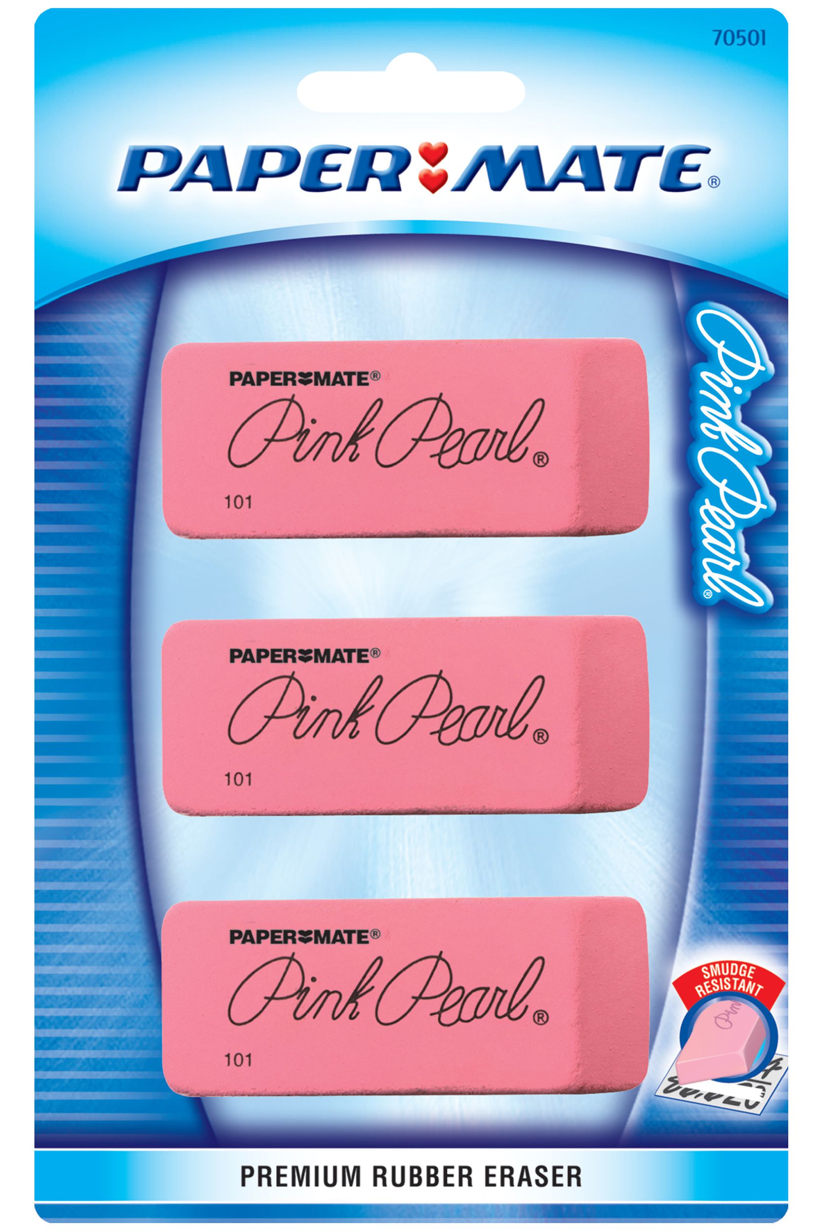 paper mate pink pearl erasers, 3-count