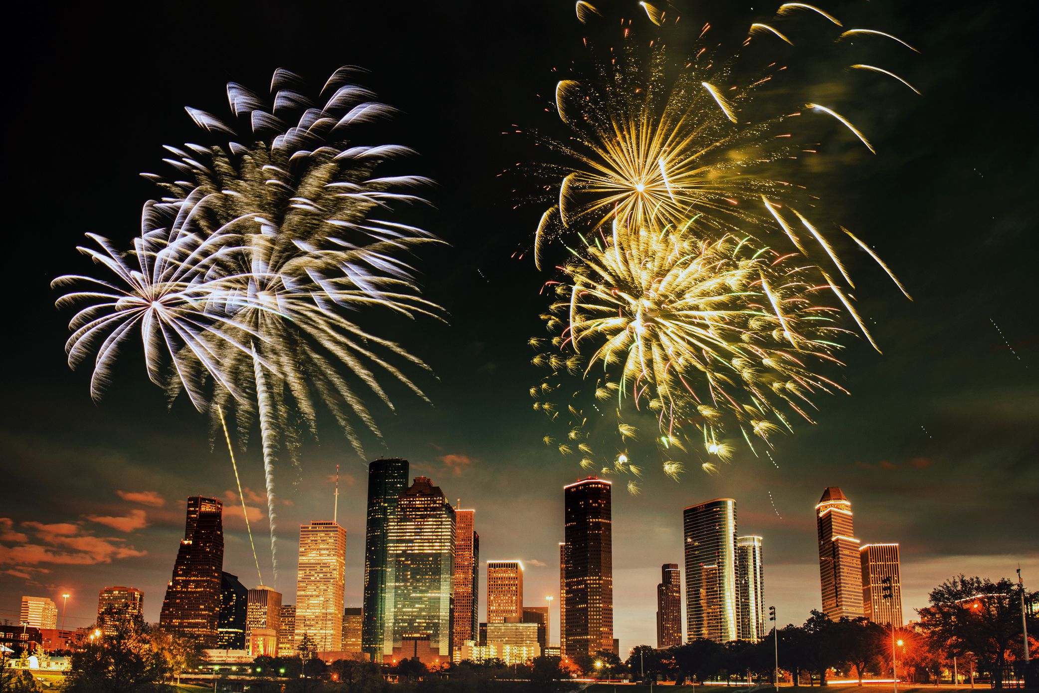 fireworks for a national holiday in Houston