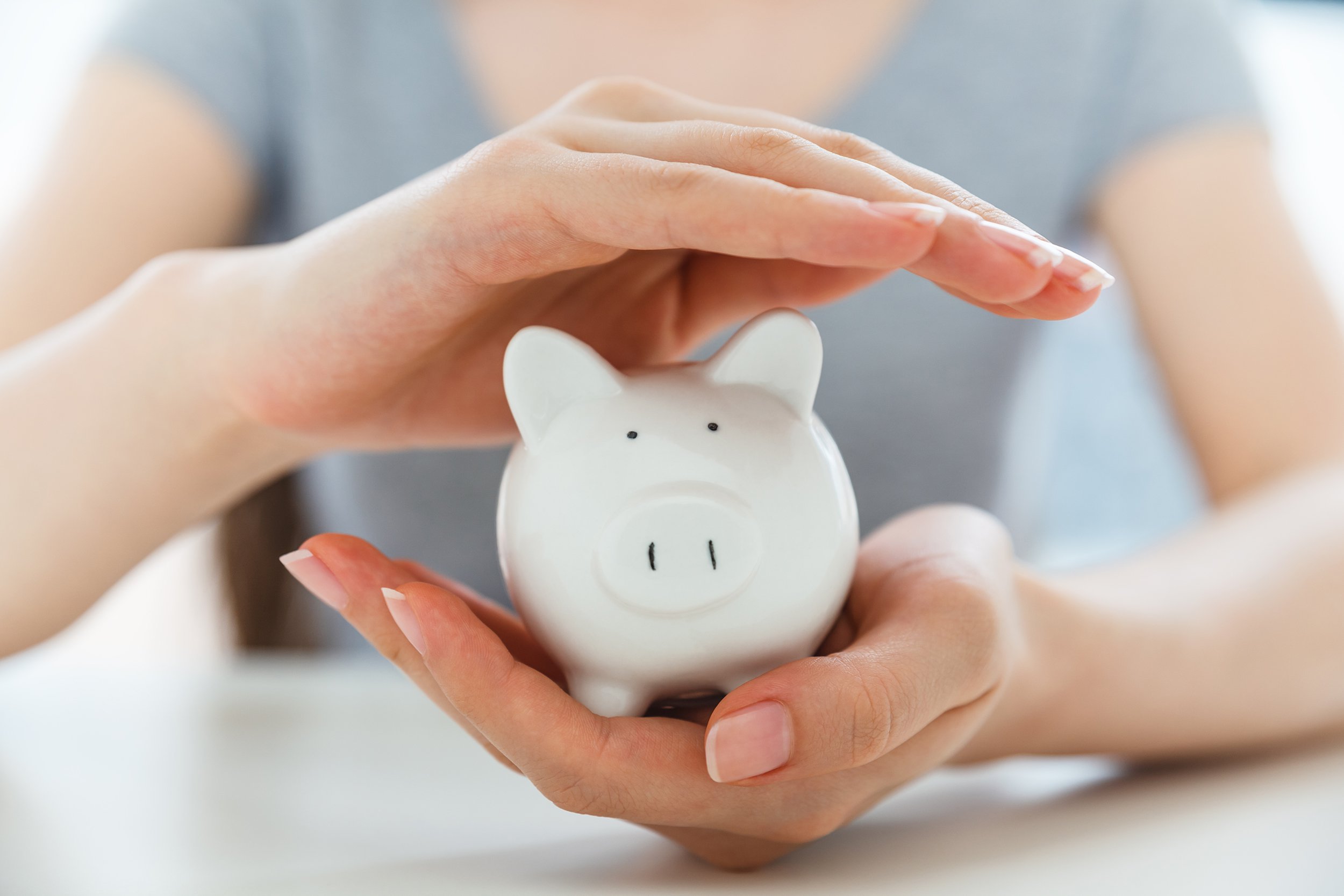 hands protection piggy bank