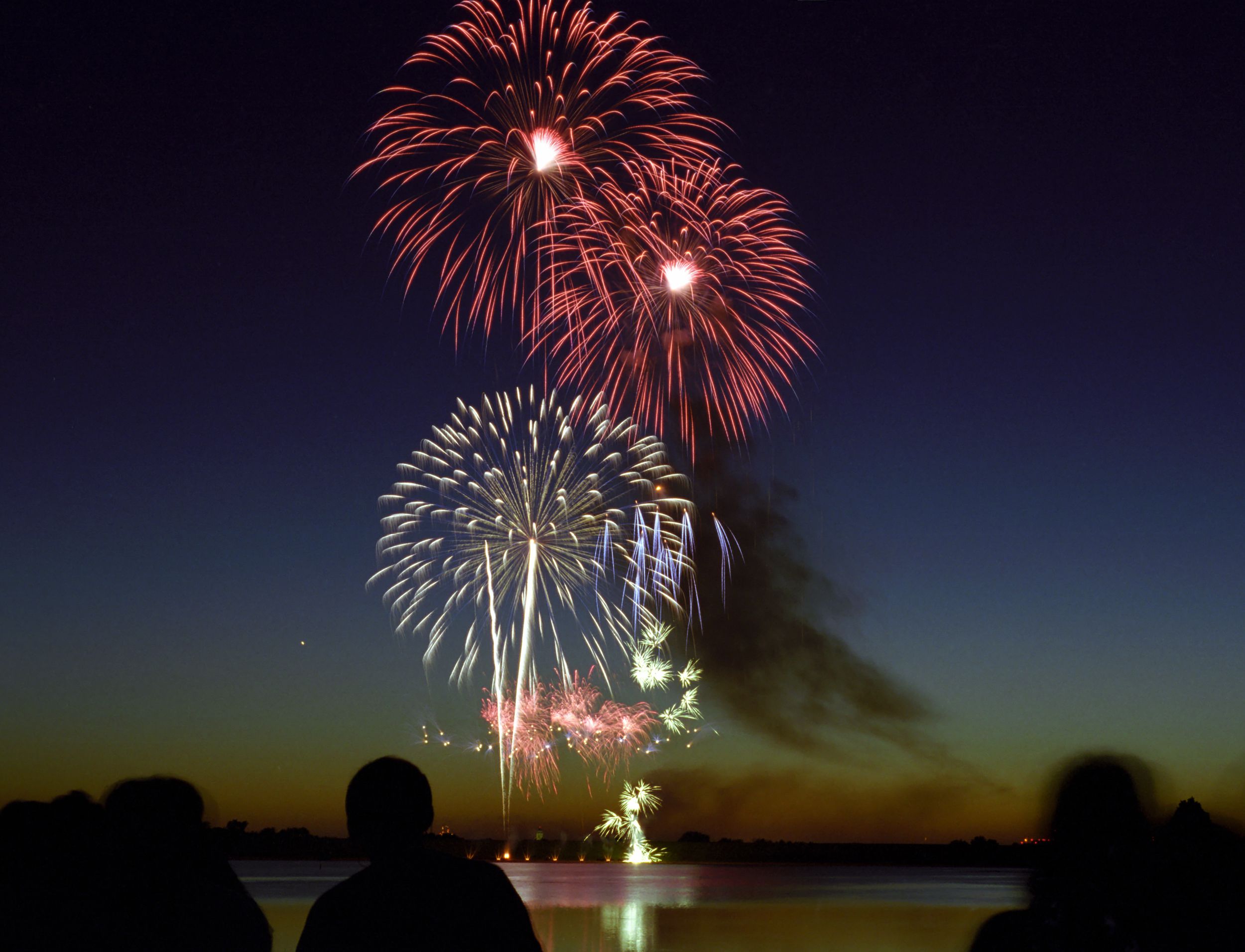 fireworks over lake