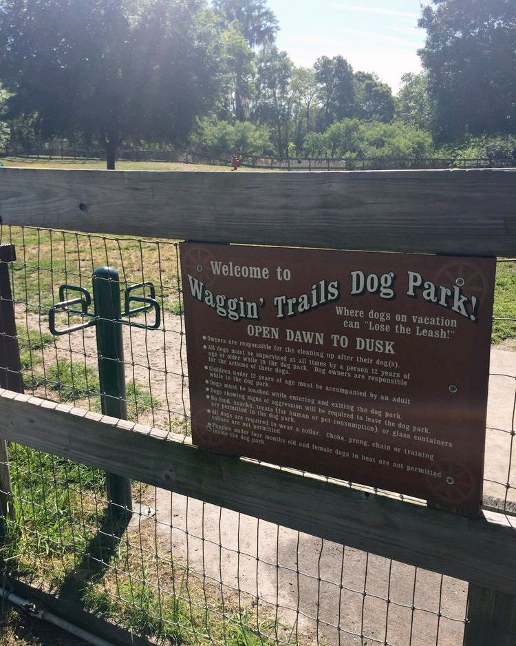 waggin' trails dog park sign at fort wilderness resort