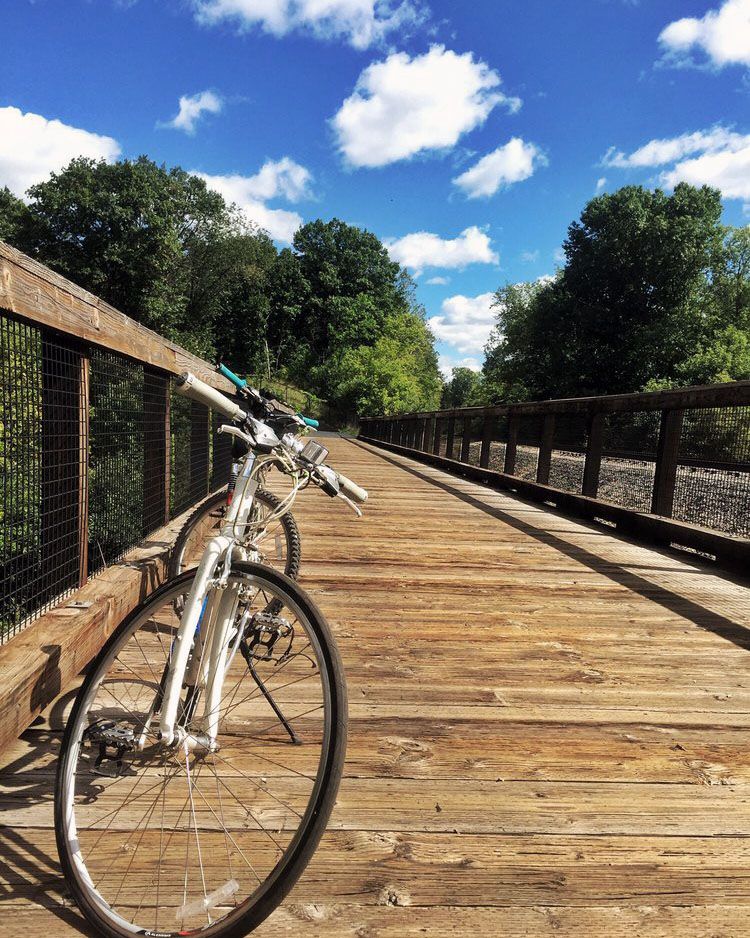 bike on boardwalk in theodore wirth regional park