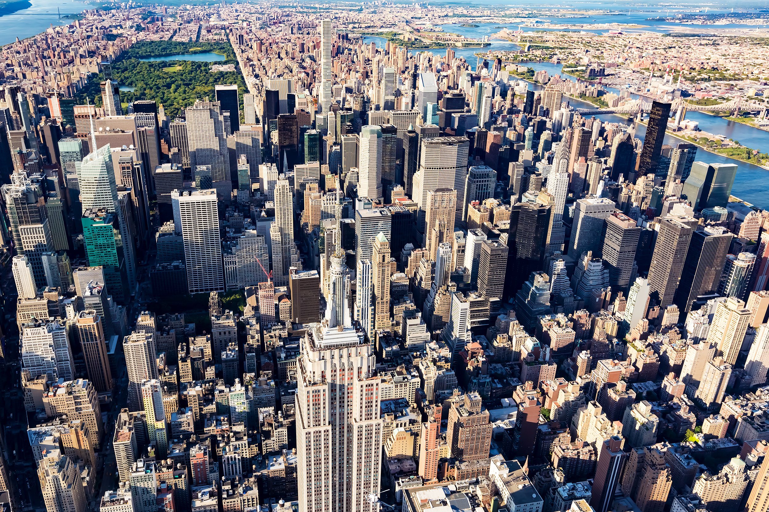 aerial view of the skyscrapers of Midtown Manhattan in New York City