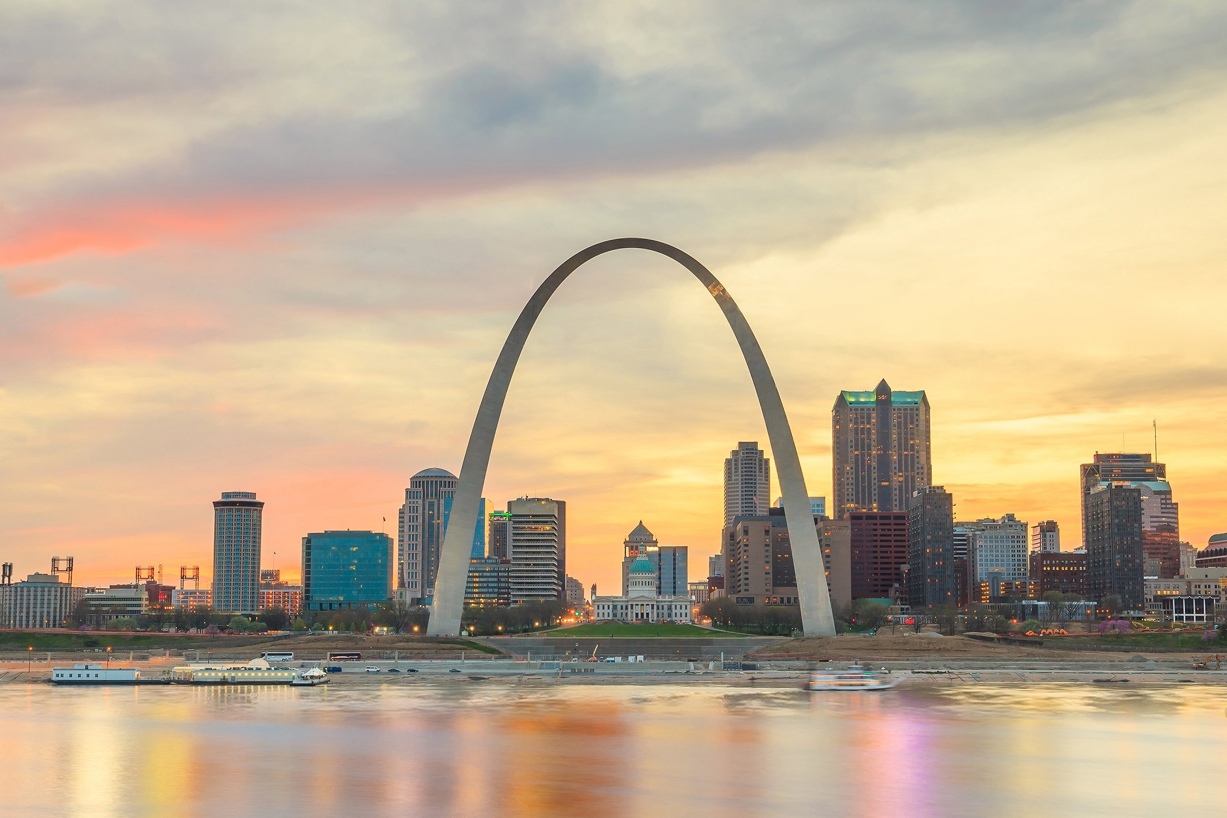 downtown at twilight of St. Louis
