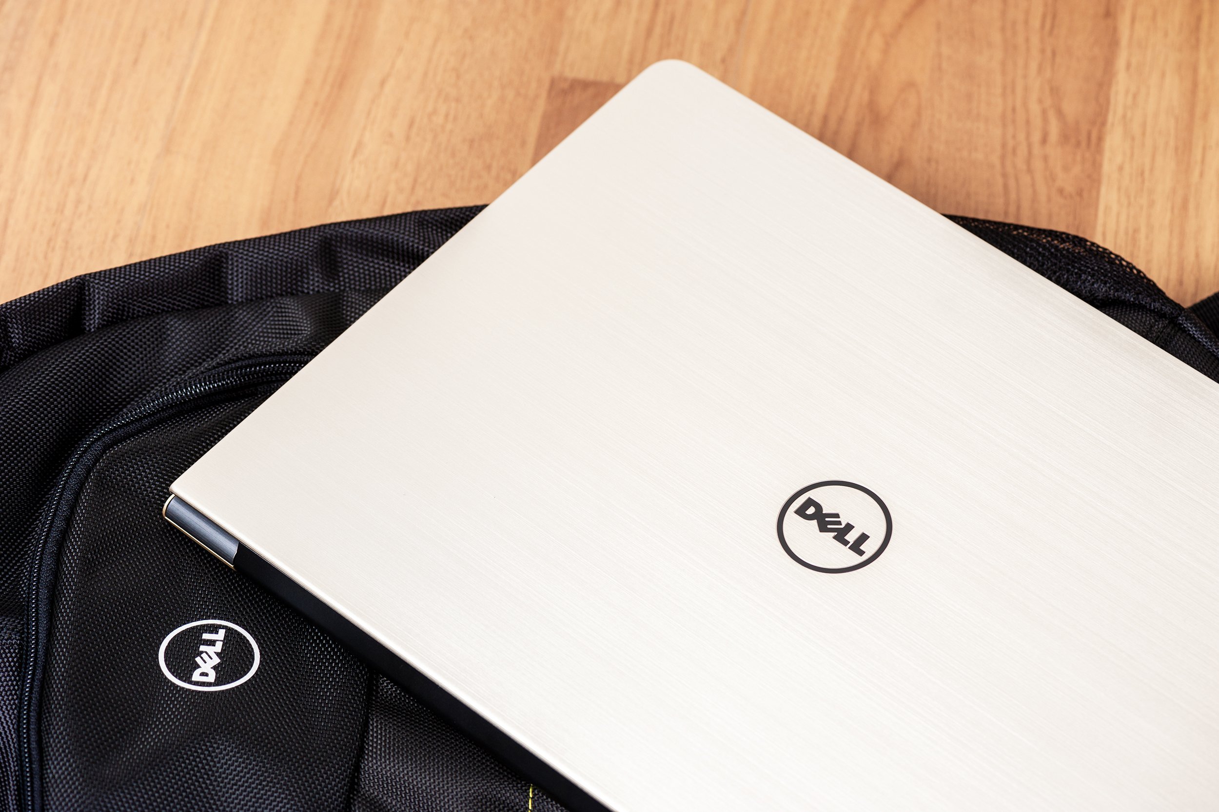 Dell notebook on laptop bag