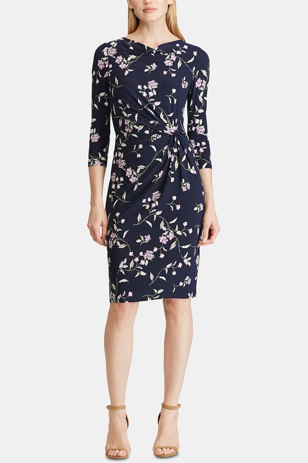 Lauren Ralph Lauren Floral-Print Cowlneck Jersey Dress